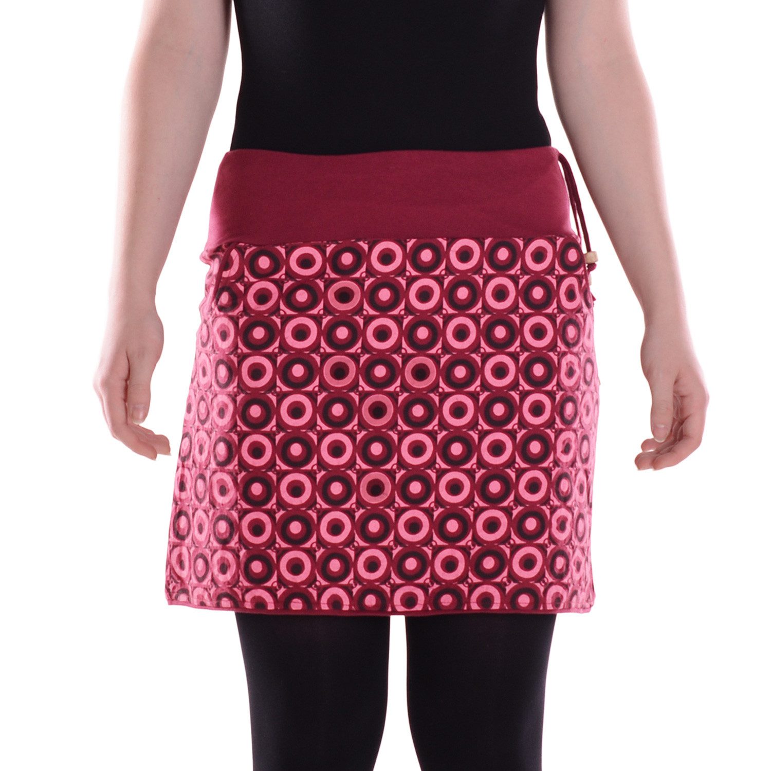 Vishes Minirock Damen Mini-Rock Baumwolle Kreise-Druck elastischer Bund mit Taschen Alternative Bekleidung, Ethno, Hippie, Retro Style