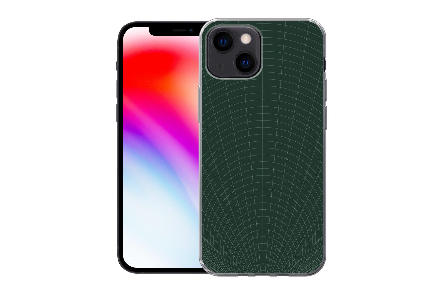 MuchoWow Handyhülle für Apple iPhone 13 mini Tunnellinien - Grün - Abstrakt, Smartphone-Bumper, Print, Handy Schutzhülle Dünn