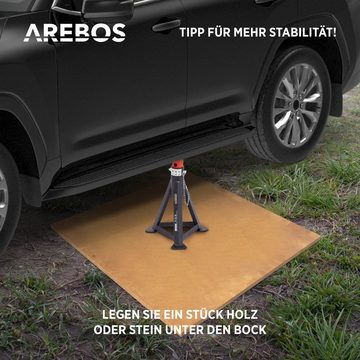 Arebos Unterstellbock Wagenheber Autoheber 3T mit Sicherungssplint und Gummiauflagen, (2er Set)