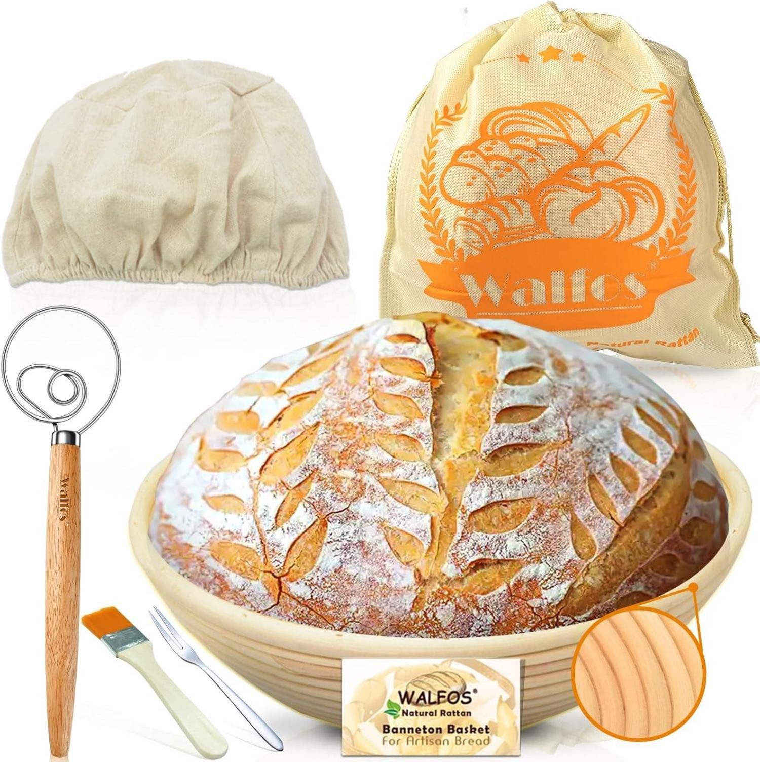 Back-Set Gärkorb Brotbacken-Set 23cm Rundes Banneton Sauerteigkorb Proofing