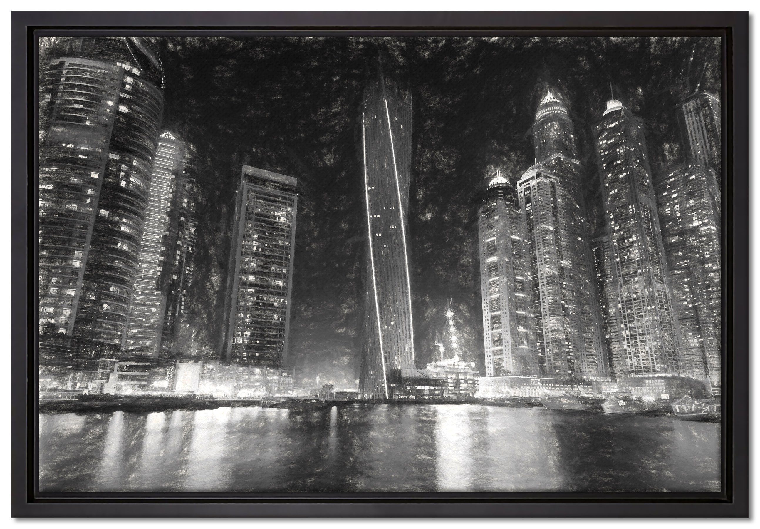 Pixxprint Leinwandbild Dubai Burj Arab, St), al Leinwandbild Schattenfugen-Bilderrahmen Zackenaufhänger Wanddekoration in bespannt, einem gefasst, fertig inkl. (1
