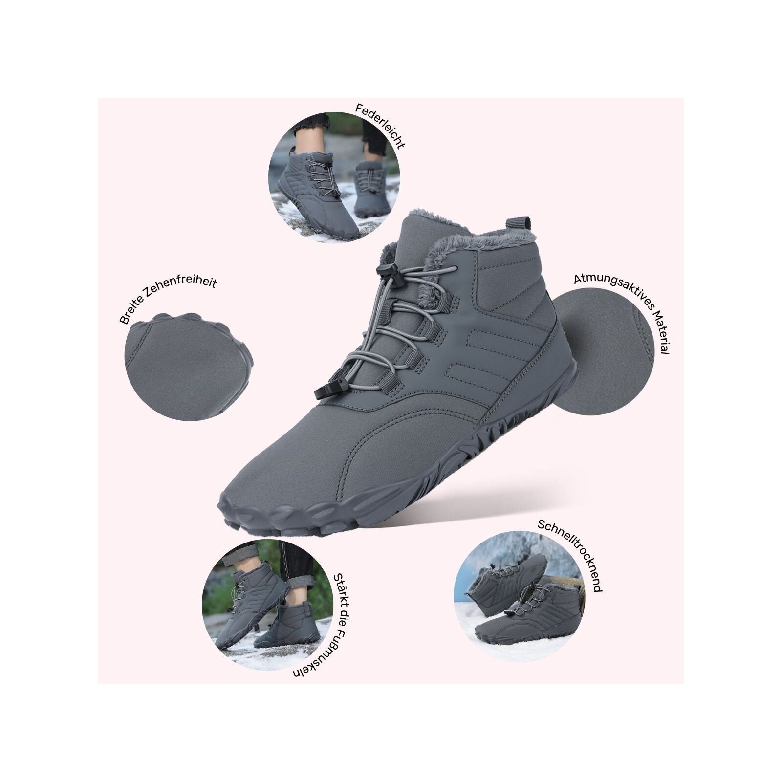 DOTALES Trekstep Barfußschuhe Winterstiefel Damen & Herren – Exklusiv & Barfußschuh Minimalschuhe