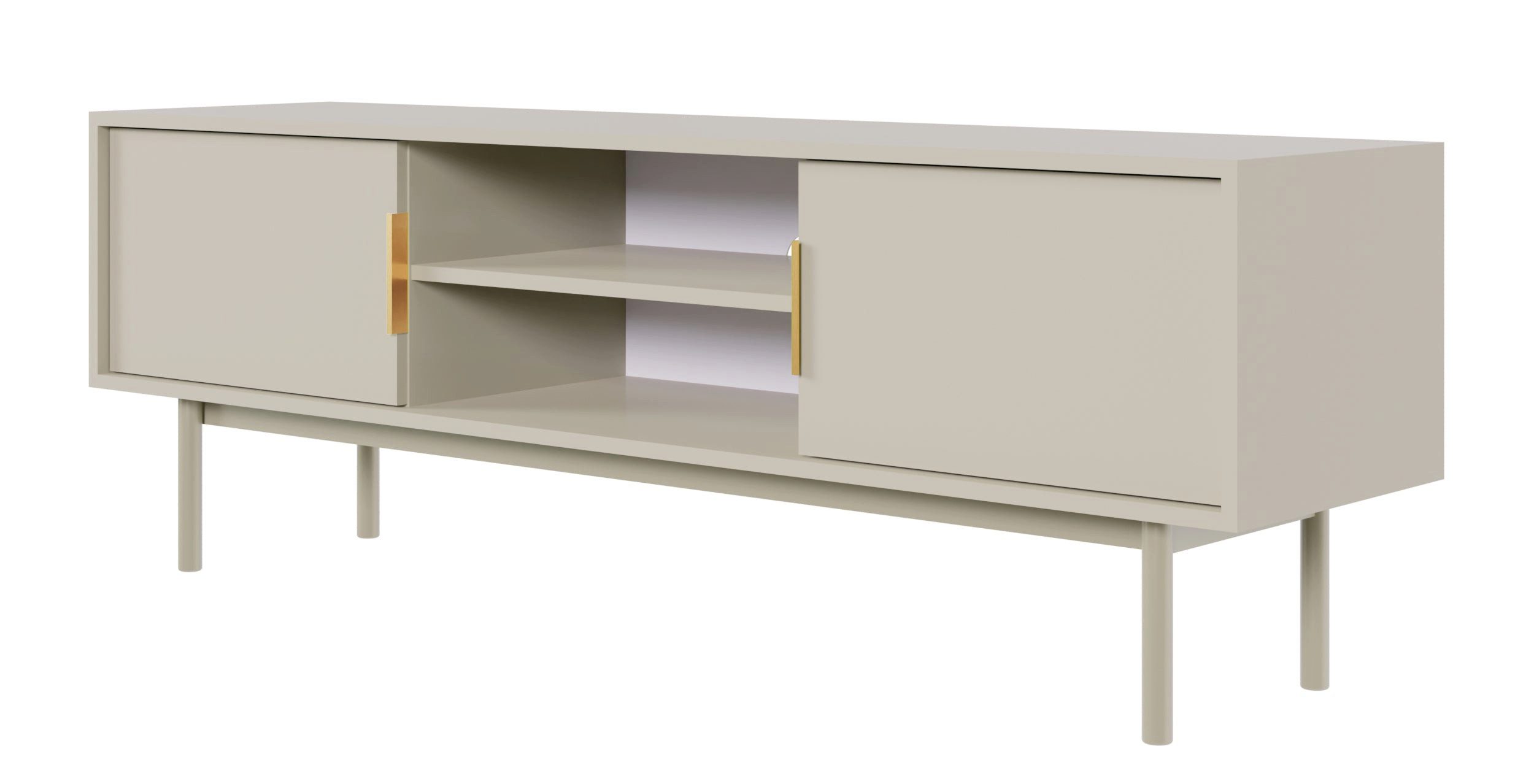 Selsey TV-Schrank VIVIARO 2 türig mit 2 offenen Fächern und Holzbeinen, 154 cm