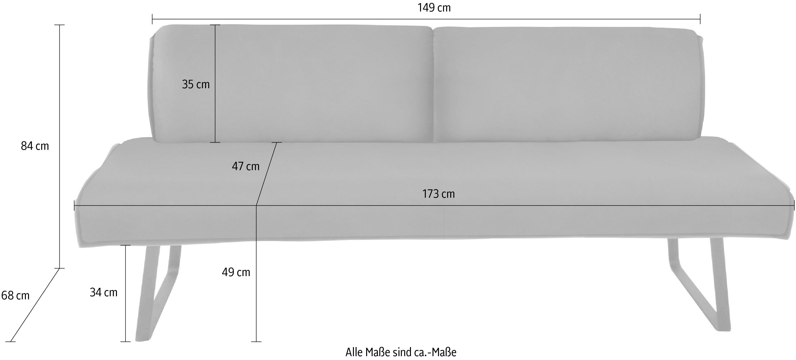 cm Rückenneigungsverstellung, Deseo in 196 & gepolstert Wohnen Sitzbank Breite mit 173 oder Komfort II, K+W