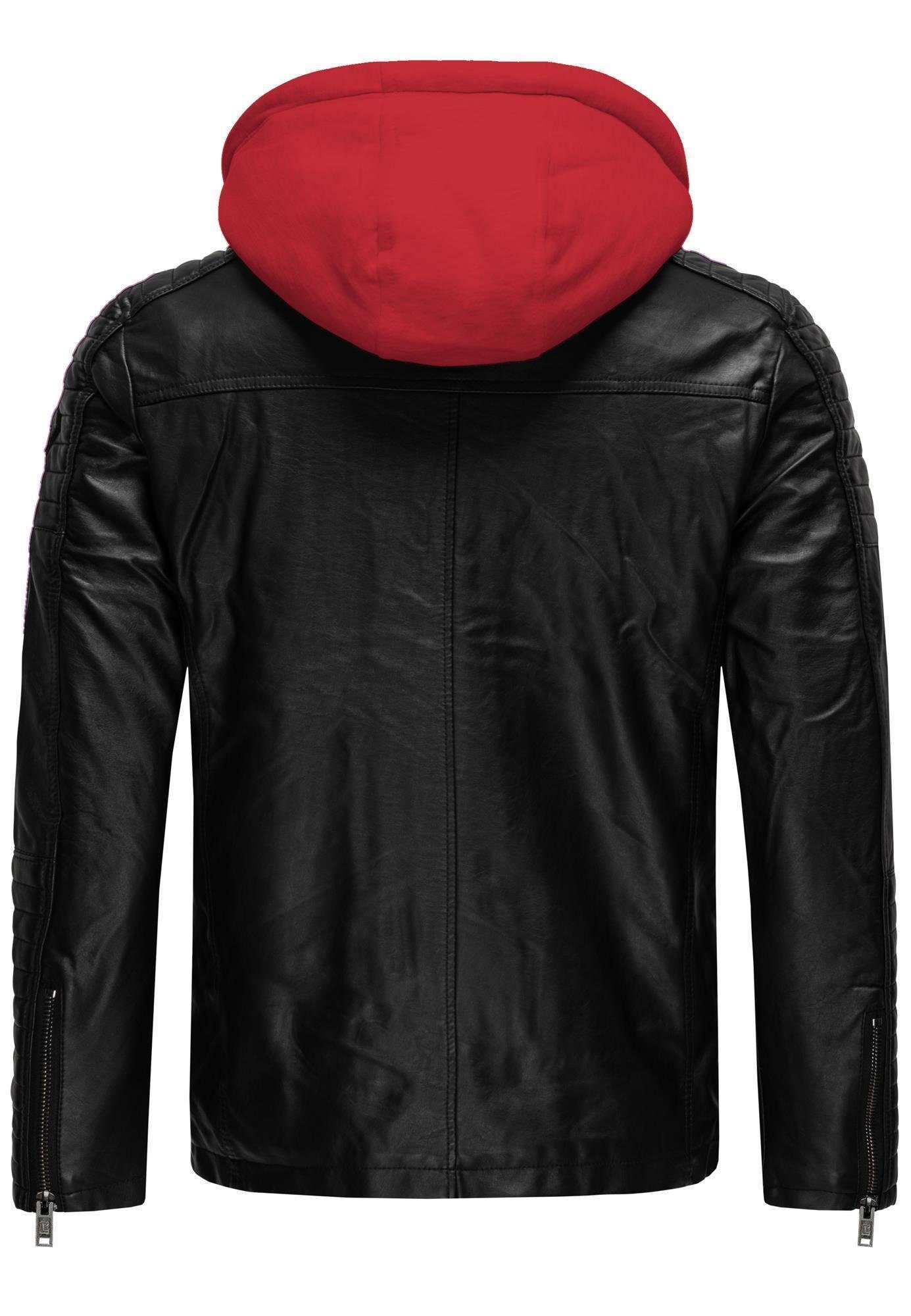 RedBridge Lederimitatjacke Kunstleder Bikerjacke mit Sweat-Kapuze günstig online kaufen