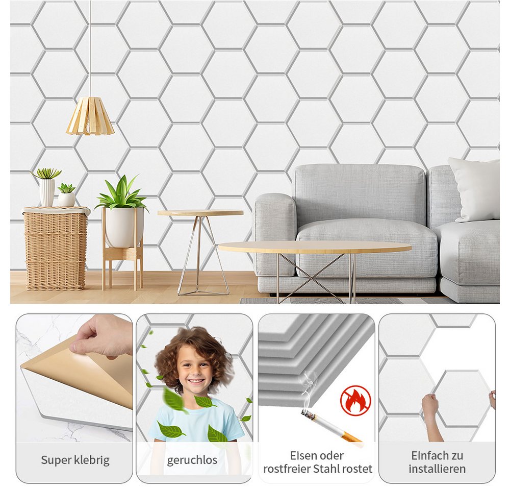 Thumbnail - PFCTART Schallschutzpaneel Verschiedene akustische Absorptionsplatten aus Polyesterfaserfilz, (Flach Backstein Sechsecki...