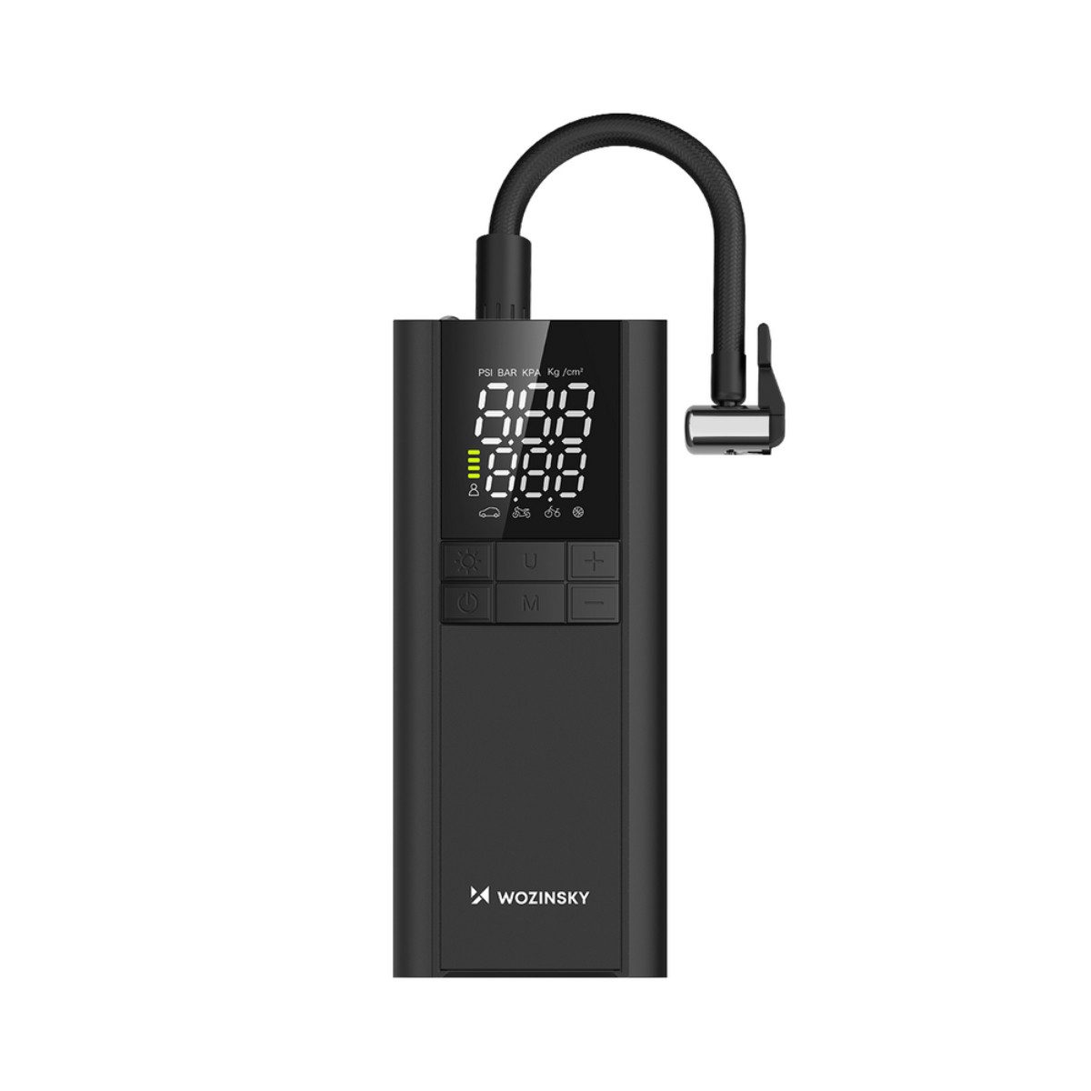 Wozinsky Akku-Handkompressor WPEP-8000, 7-tlg., Einzelprodukt, Mobiler Kompressor mit automatischer Druckabschaltung und Powerbank