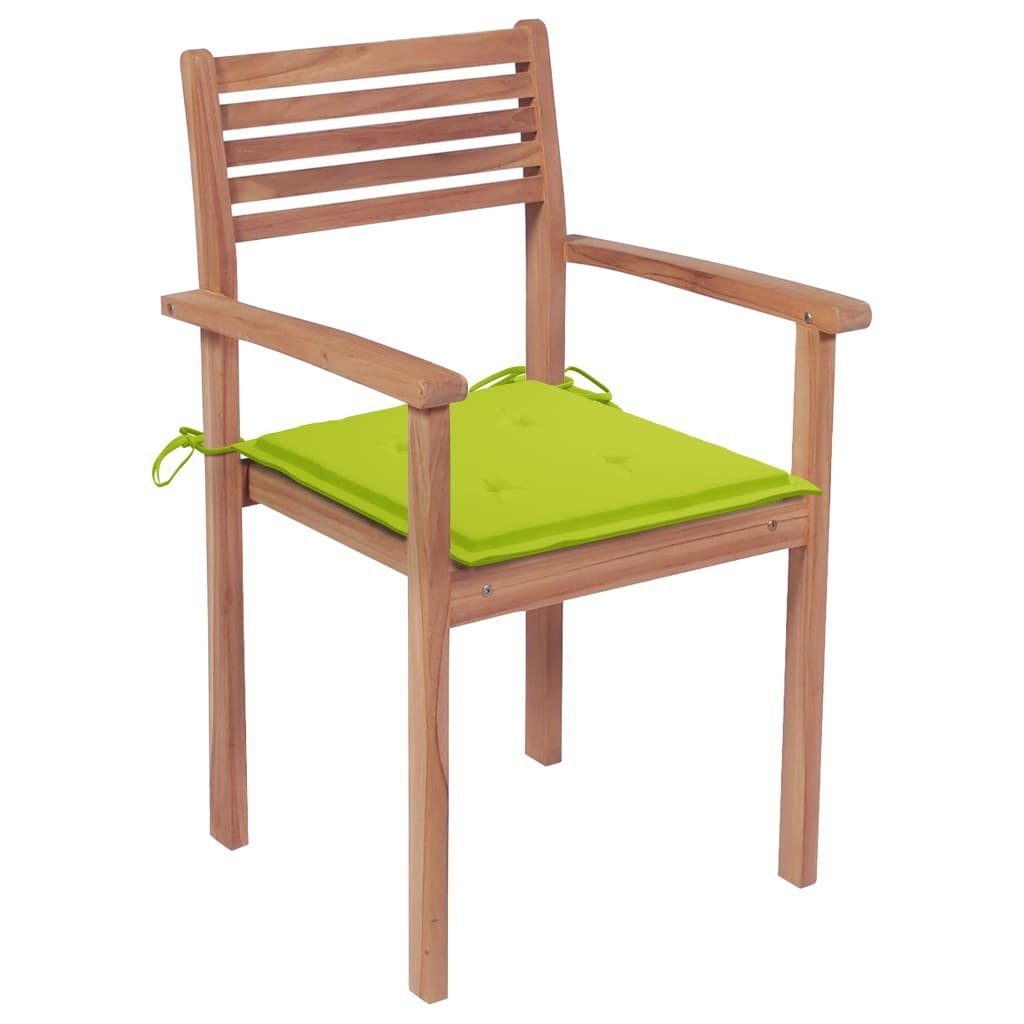 Gartenstuhl 4 Kissen mit Hellgrünen Teak furnicato Gartenstühle Stk. Massivholz