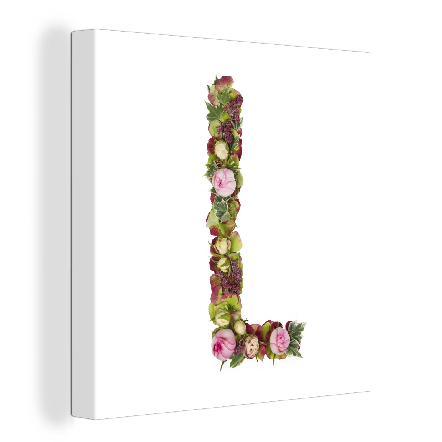 OneMillionCanvasses® Leinwandbild Der Buchstabe l aus Blumen, (1 St), Leinwand Bilder für Wohnzimmer Schlafzimmer
