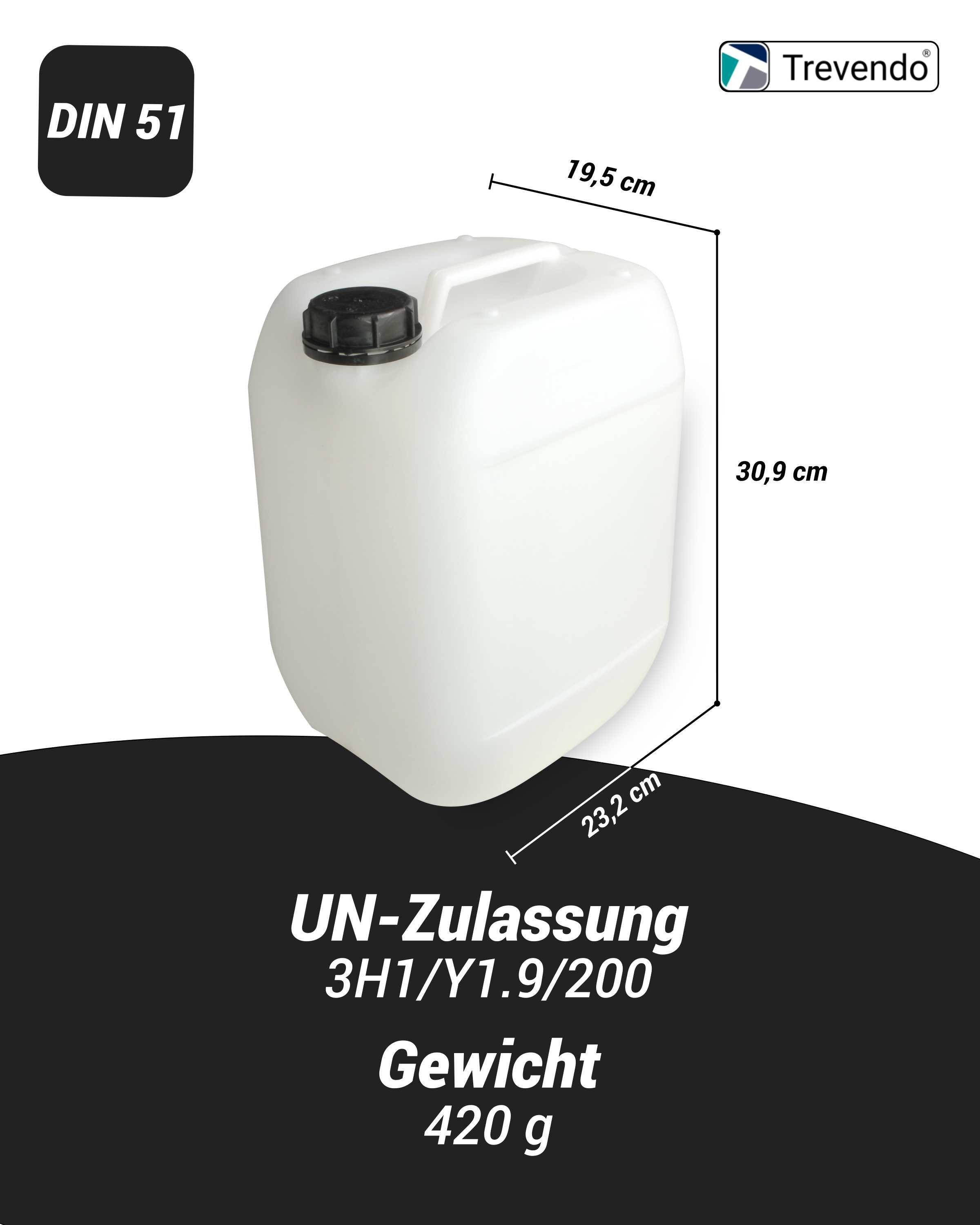 Trevendo Kanister 4er Set Kanister - lebensmittelecht - 10 Liter, Lebensmittelecht