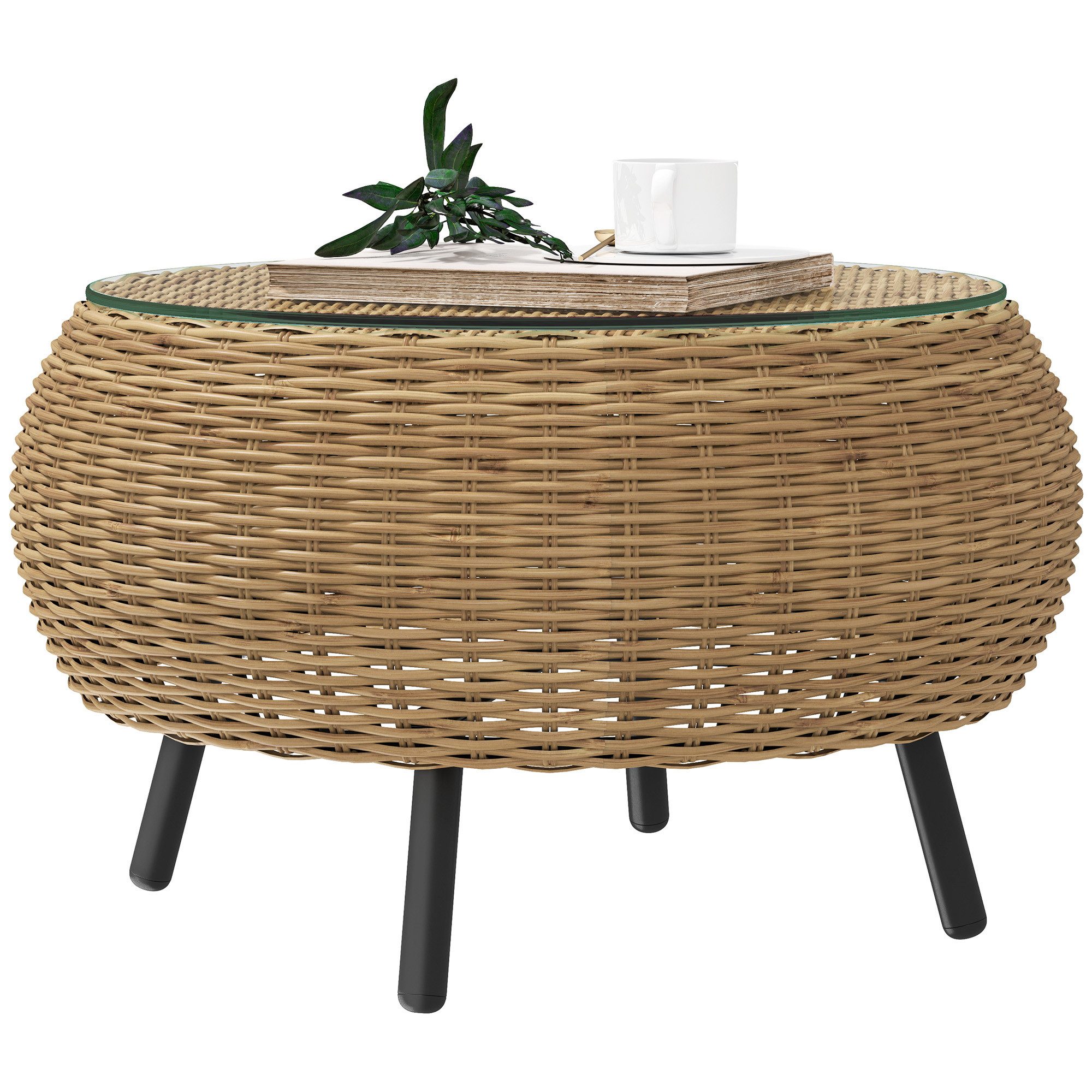 Outsunny Gartentisch mit Glas Tischplatte (Beistelltisch günstig online kaufen