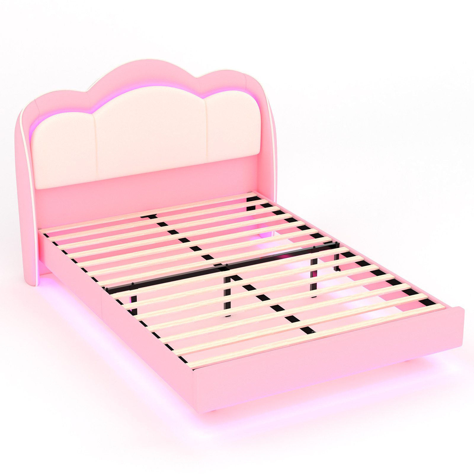 HOMAVO Boxbett Polsterbett inkl. Taschenfederkernmatratze mit integriertem Topper (140 × 200 cm Spar-Set, FSC® Polsterbett mit LED & 25 cm 7-Zonen-Matratze), Orthopädisch für Kinder, Jugendliche & Erwachsene