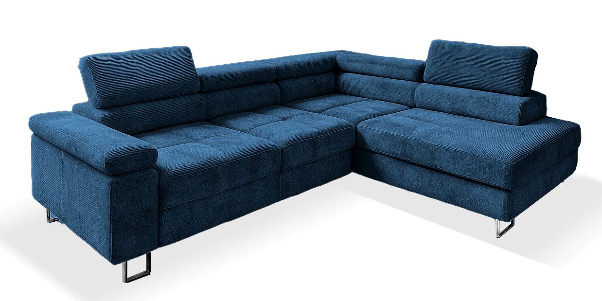 Goldstoff Ecksofa mit Schlaffunktion, Cord Couch günstig online kaufen