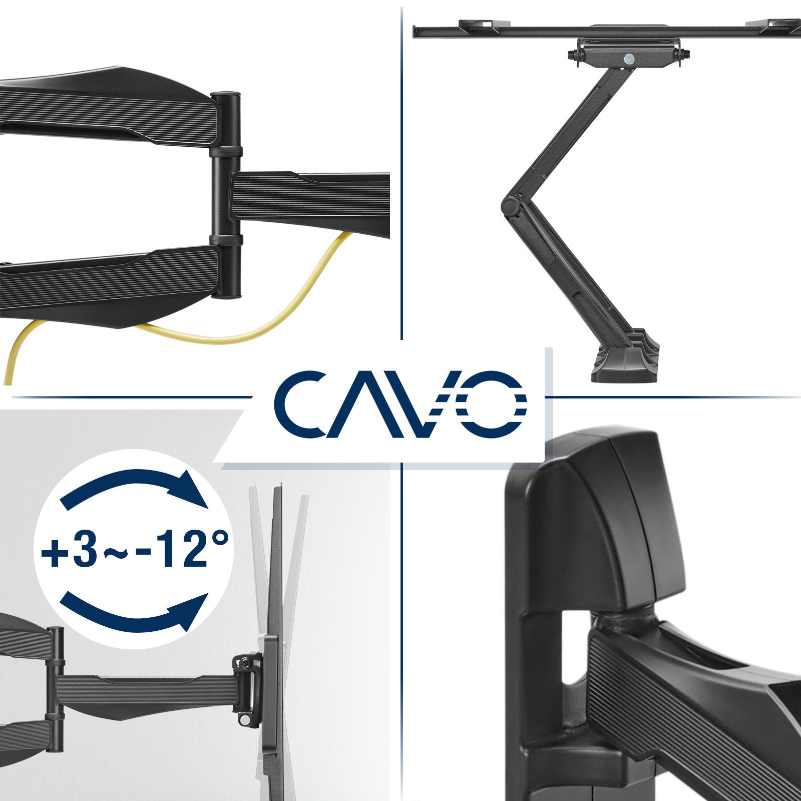 CAVO TV-Wandhalterung TV-Halterung neigbar, schwenkbar, für Flach & Curved TVs, (bis 55 Zoll, für 32 - 55 Zoll Bildschirme bis 35 kg, max. VESA 400x400 mm)