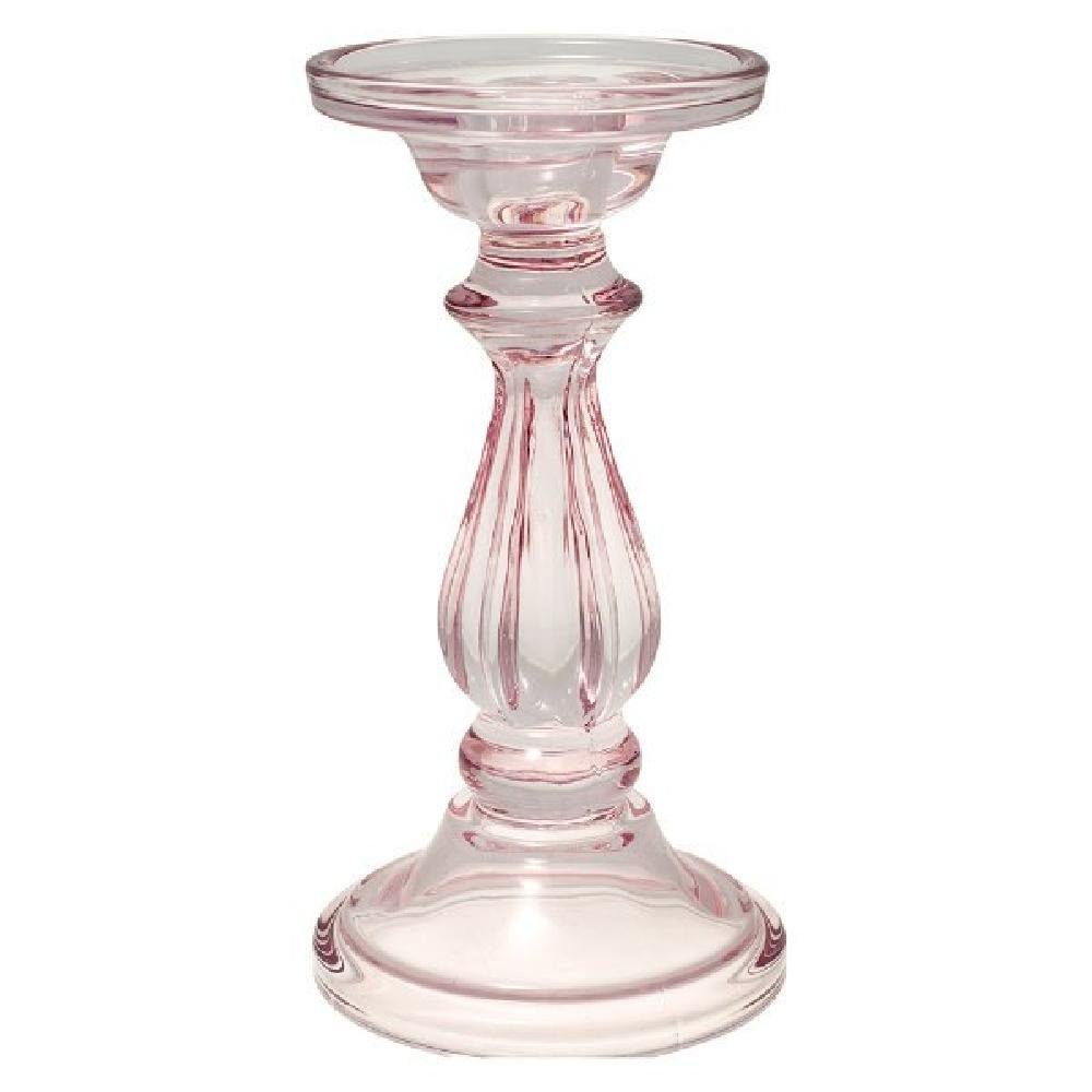 Greengate Kerzenhalter Glas Pale Curved (Large) Pink Kerzenhalter
