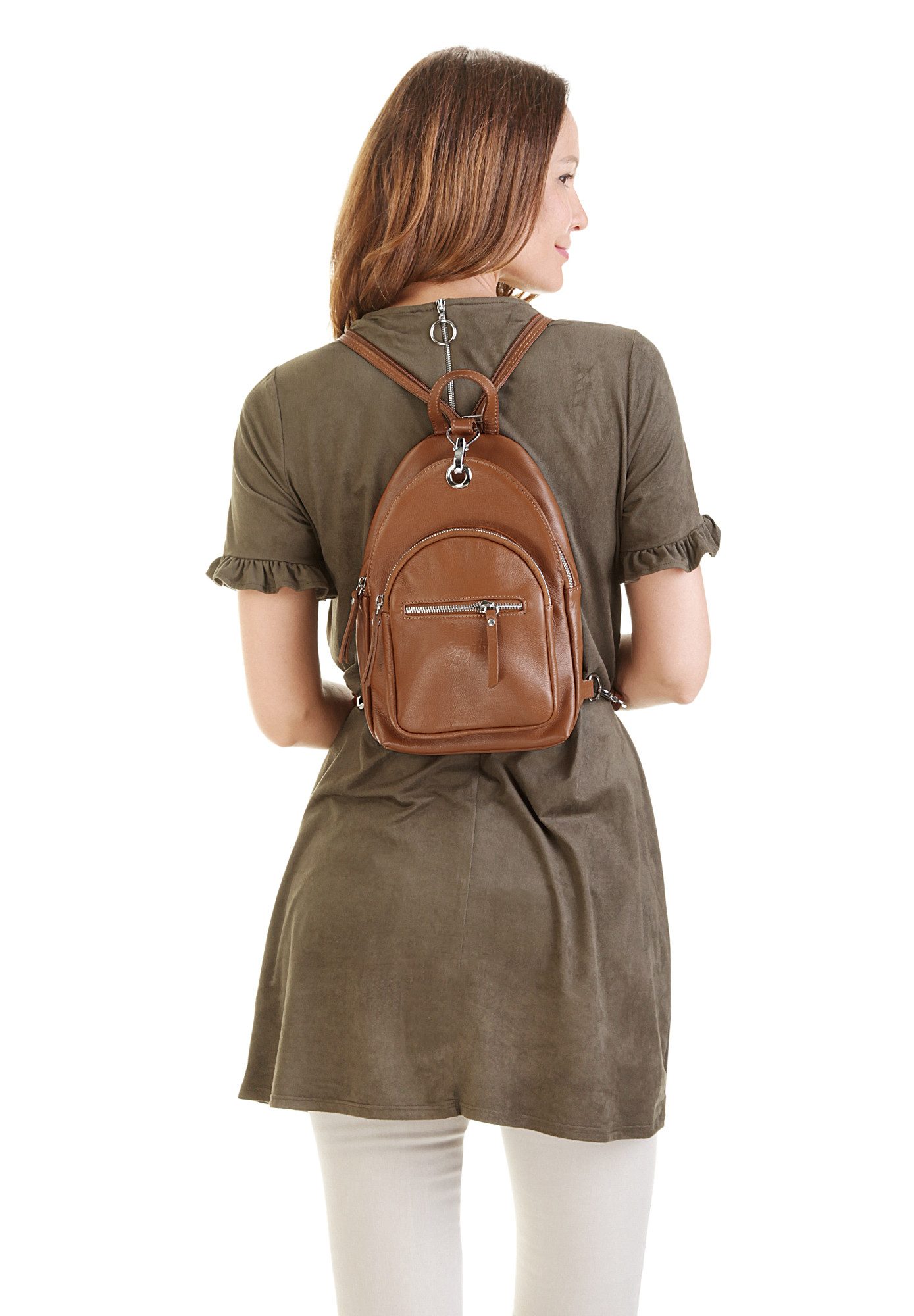 Samantha Look Cityrucksack, echt Leder, Made in Italy
