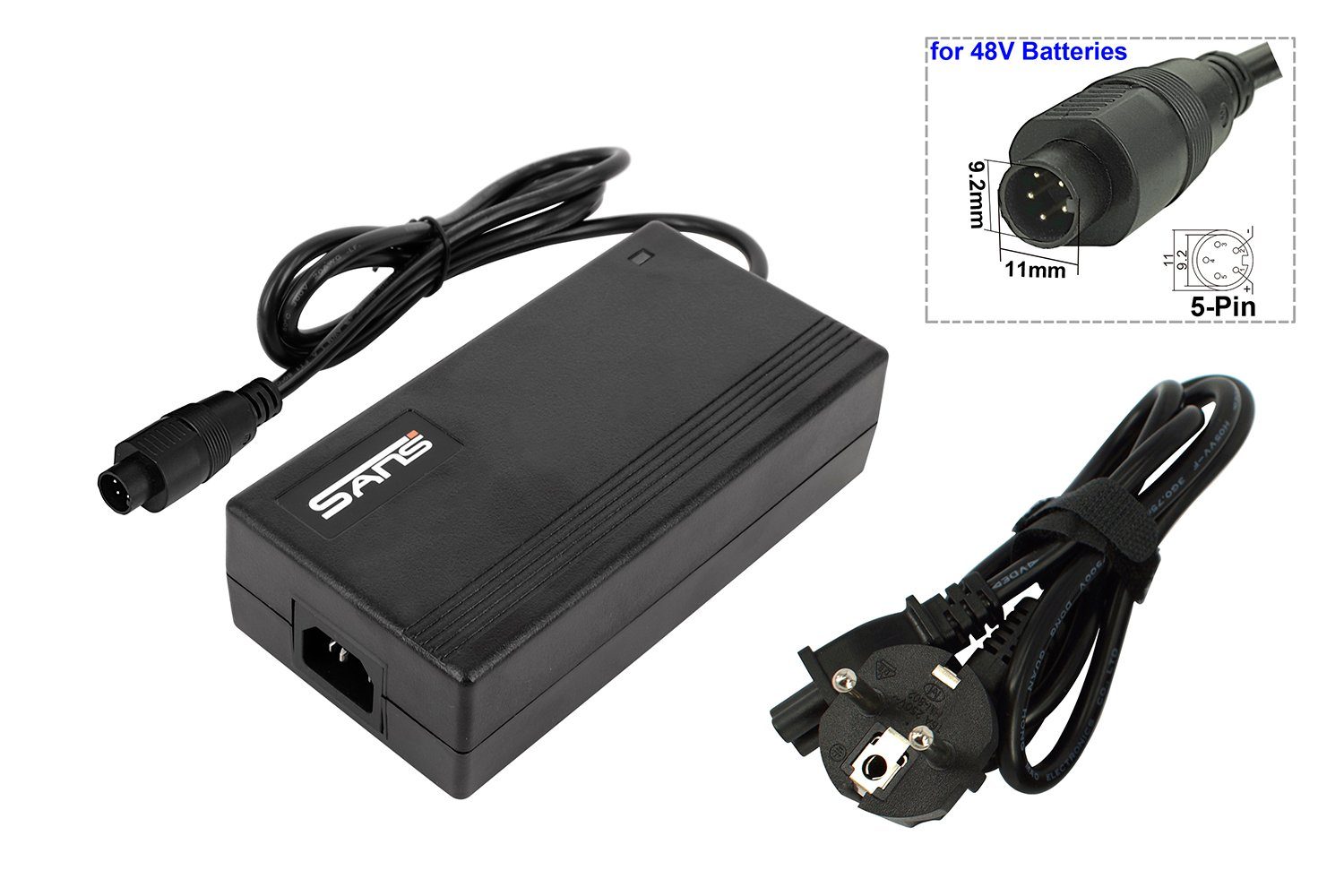 PowerSmart CAA111320E.502 Batterie-Ladegerät (2,0A 48V AC Adapter für  Elektrofahrrad, Spannung: 180-240V, Ausgang: 54,6V)