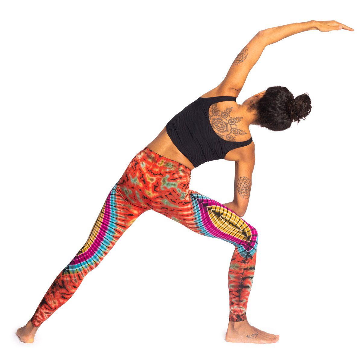 PANASIAM Hose Batik Viskose Sporthose Look Unikat Batik Sportleggings Leggings Mehrfarbig lange Leggings aus Goa 'Sonne' Leggings Yogaleggings natürlicher im