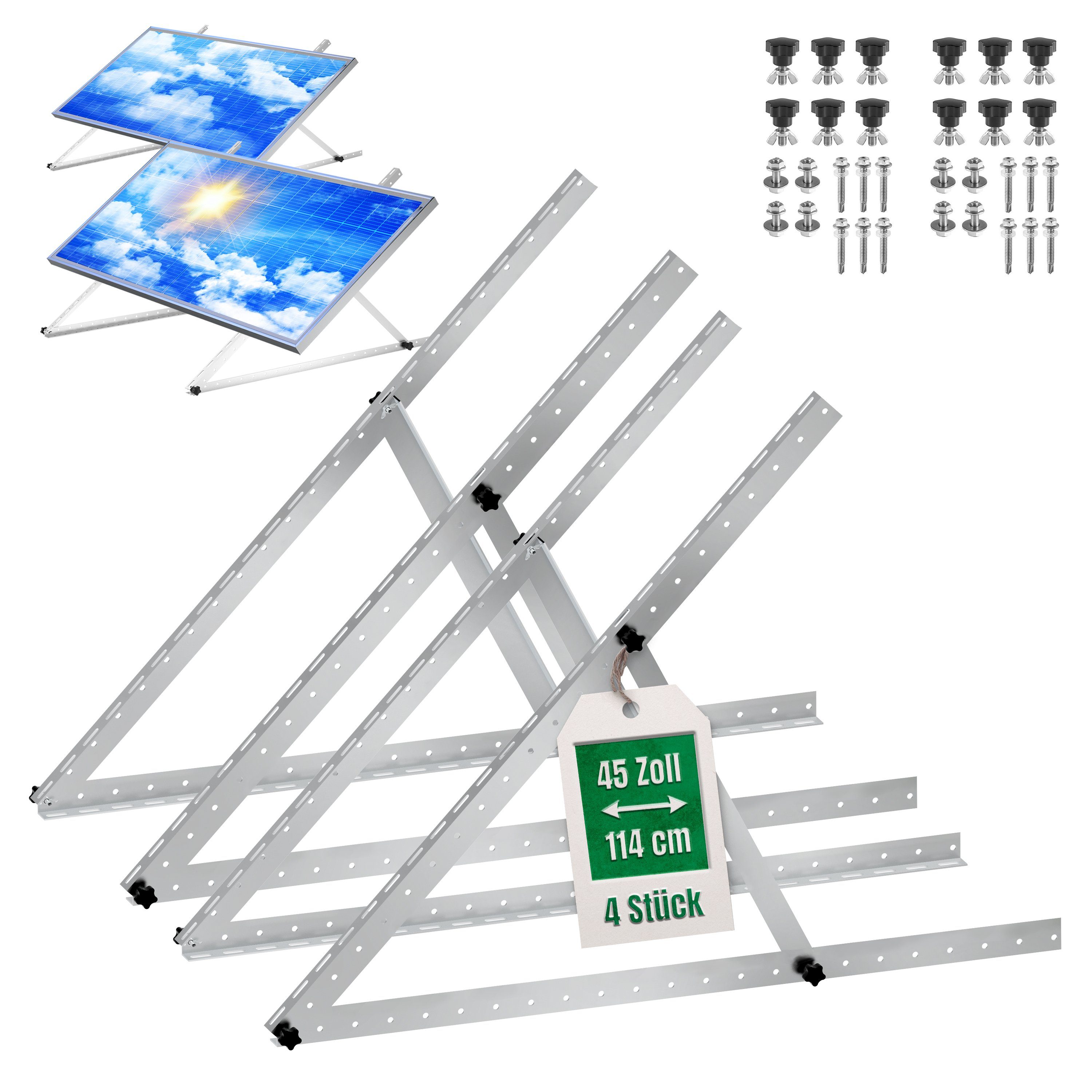 Solarmodul-Halterung Solarpanel Halterung 114 cm Aluminium Winkelprofil Solarhalterung