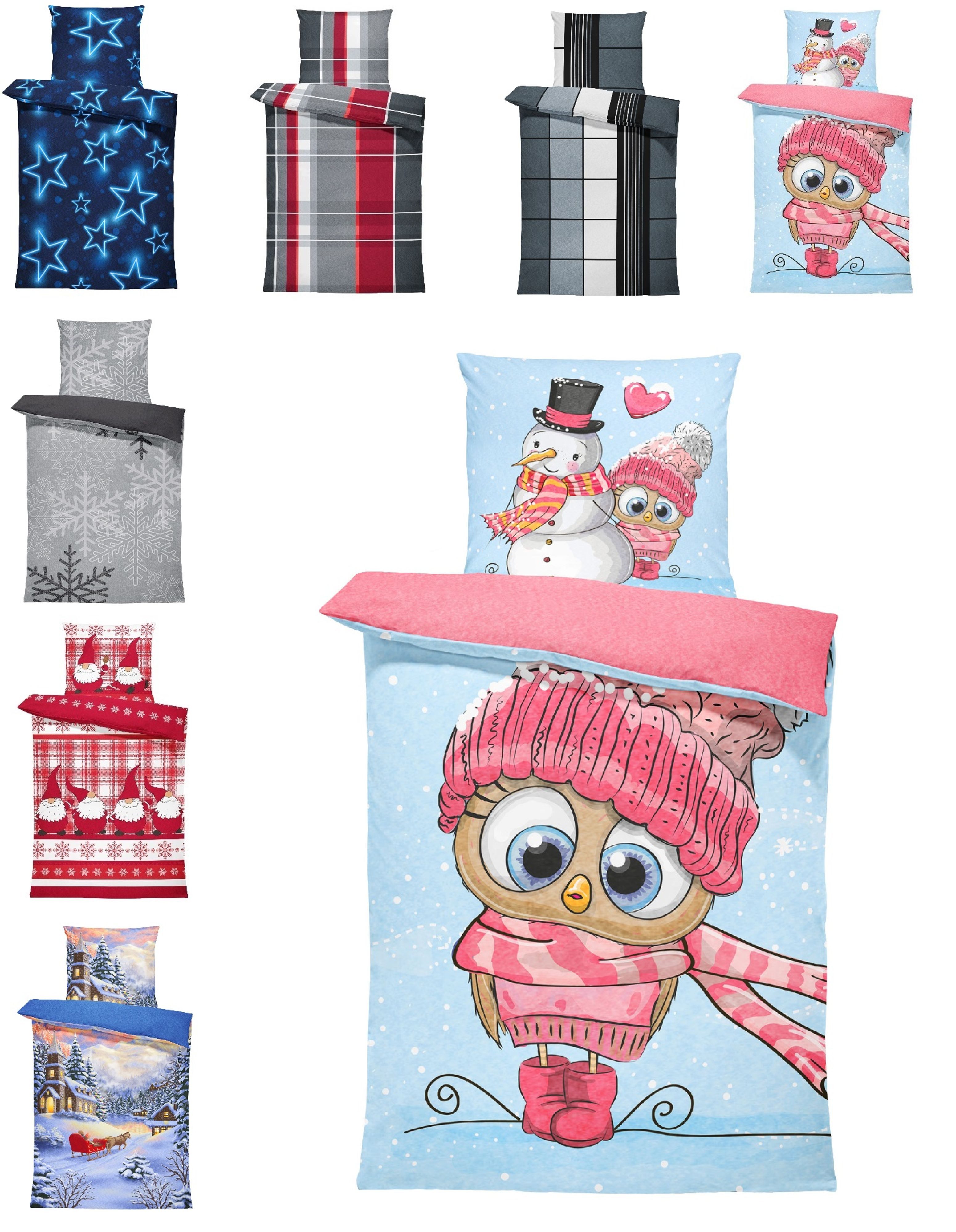 One Home Bettwäsche Winter Thermofleece, Fleece, 2 teilig, Schneemann süße günstig online kaufen