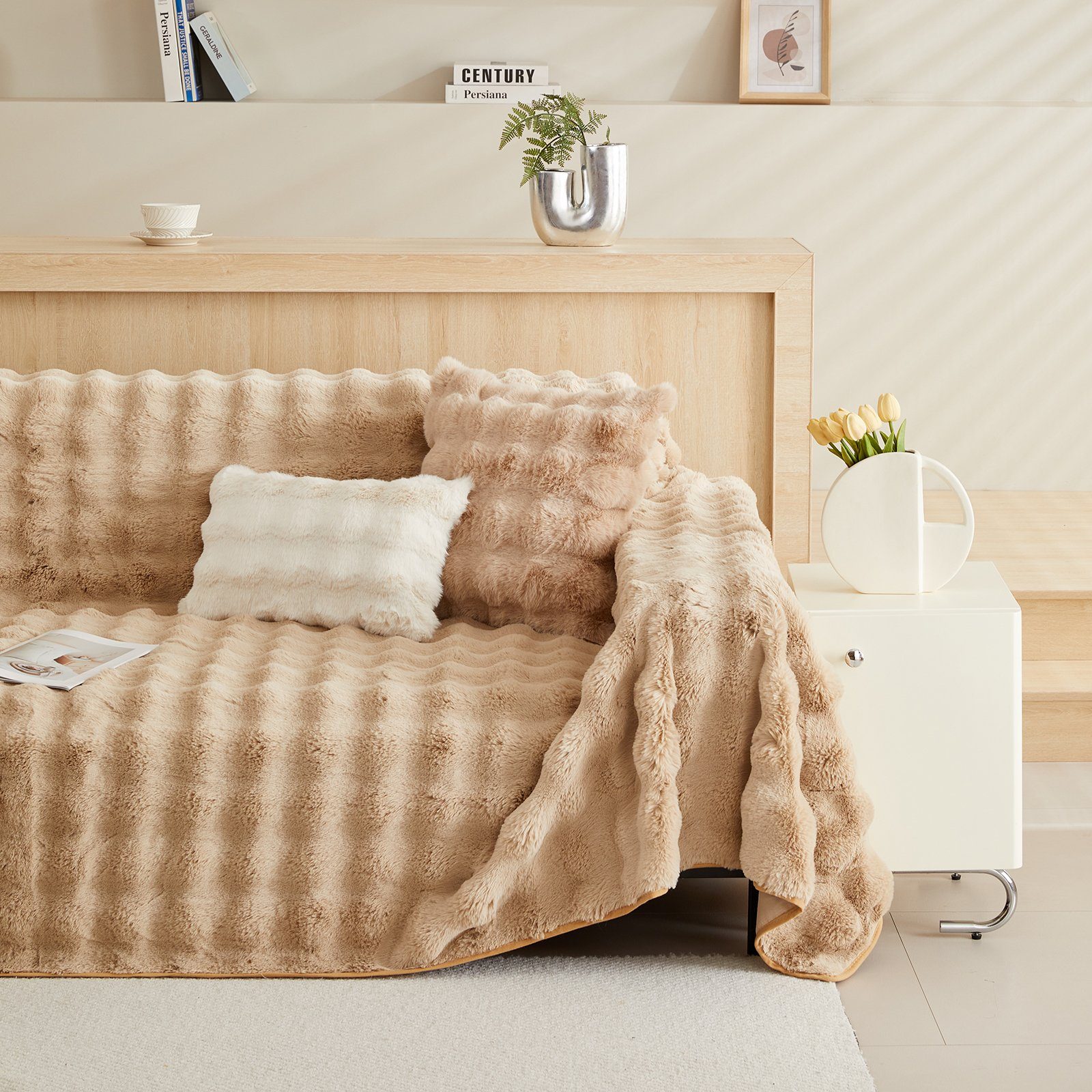 Wohndecke Kunstfelldecken Sofadecke Bubble Blanket, Polyester günstig online kaufen