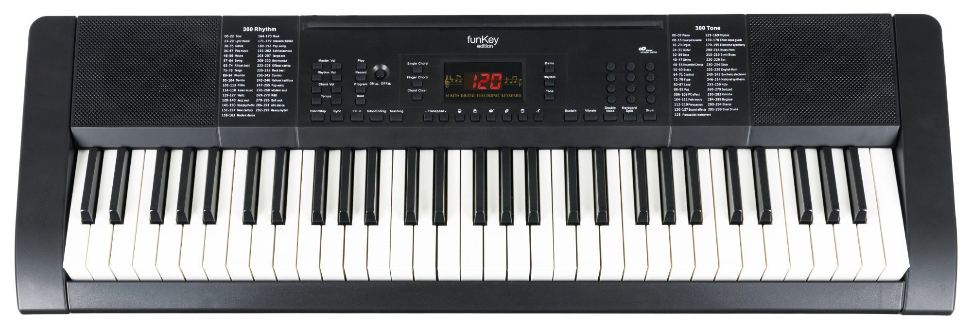 FunKey Home-Keyboard 61 Edition (300 Sounds, 300 Rhythmen), mit Begleitautomatik und intelligente Lernfunktion