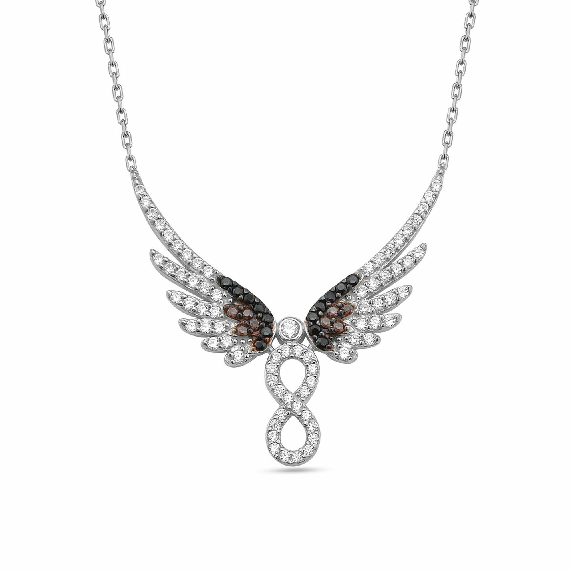dKeniz Kettenanhänger 925/- Sterling Silber Unendlichkeit & Engel Silberkette