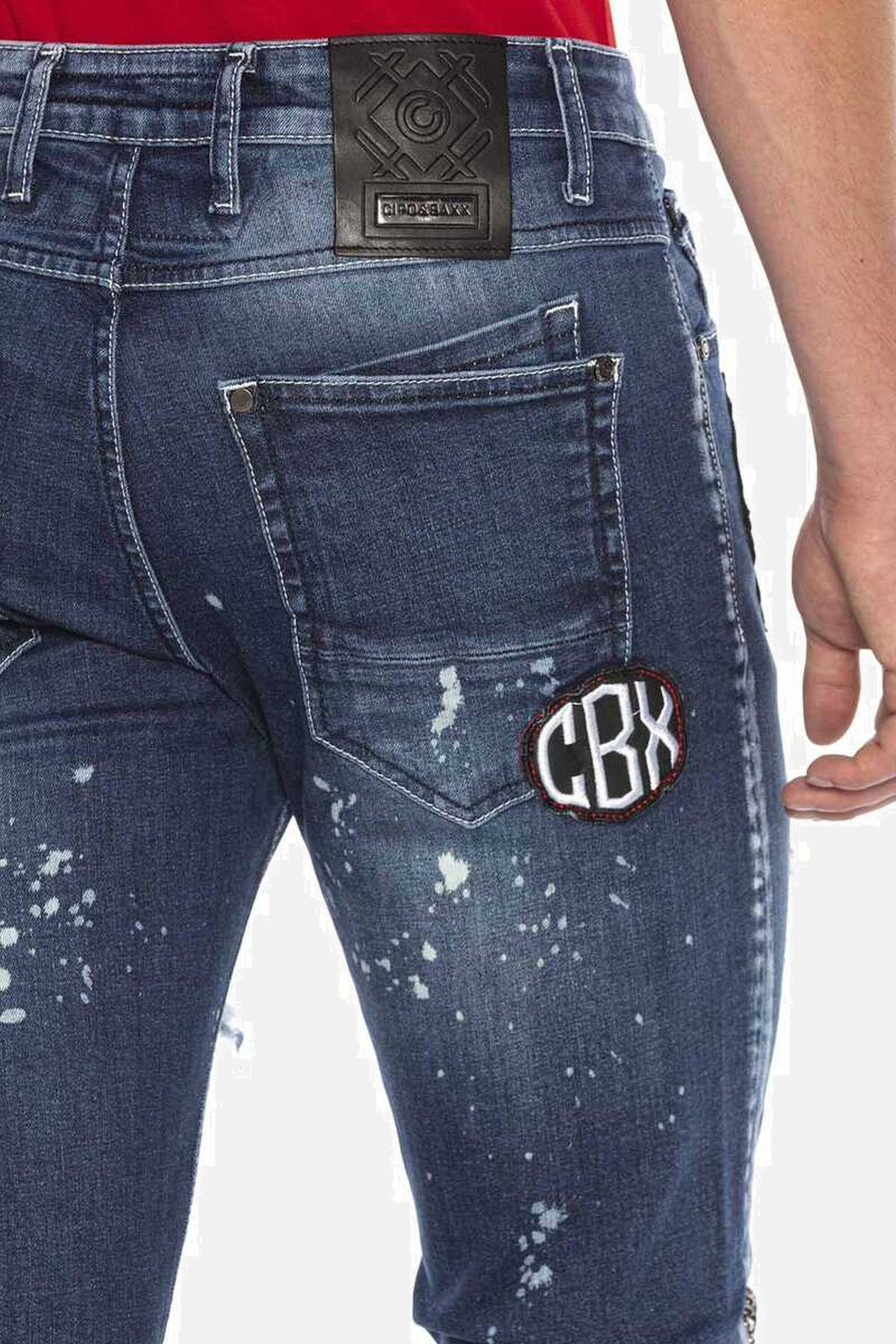Cipo & Baxx Straight-Jeans DENIM bequeme Jeans im angesagten Patchwork-Style, CD643