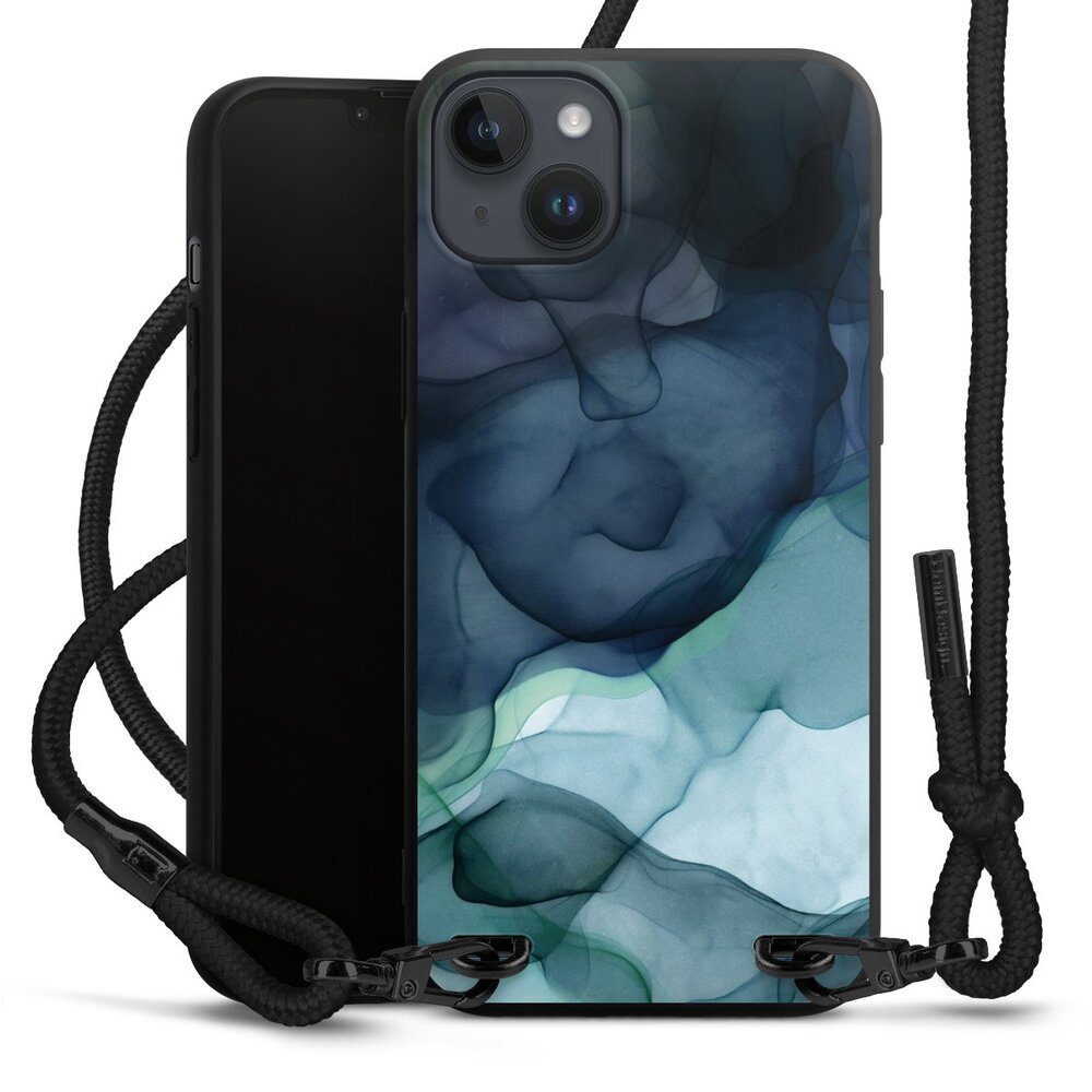 DeinDesign Handyhülle Wasserfarbe Textur Muster Liquid Art Twilight Mood, Apple iPhone 15 Plus Premium Handykette Hülle mit Band Cover mit Kette
