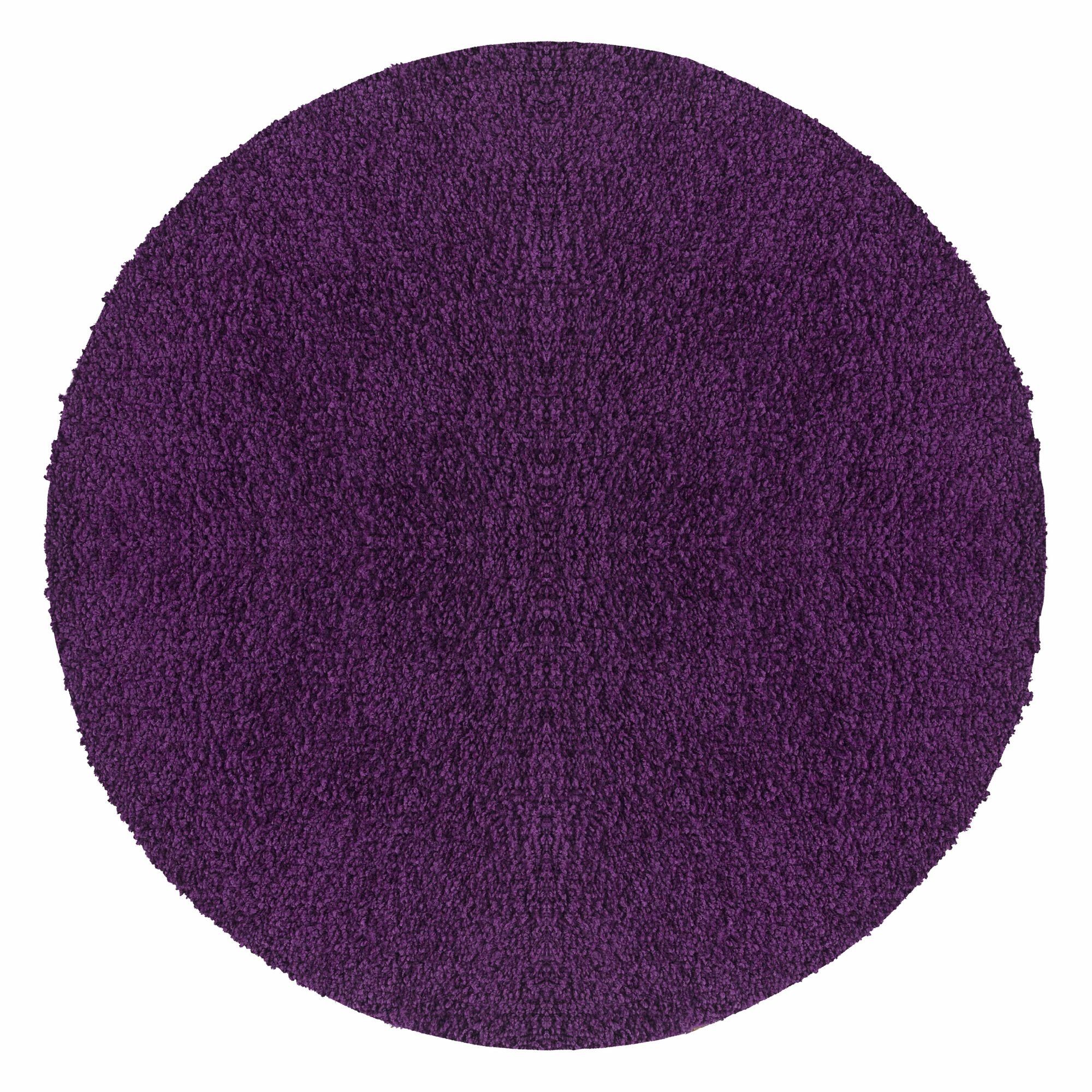 Hochflor-Teppich Unicolor - Einfarbig, Carpetsale24, Rund, Höhe: 50 mm, Teppich Einfarbig Shaggy 50 mm Florhöhe Langflor Teppich Wohnzimmer Lila