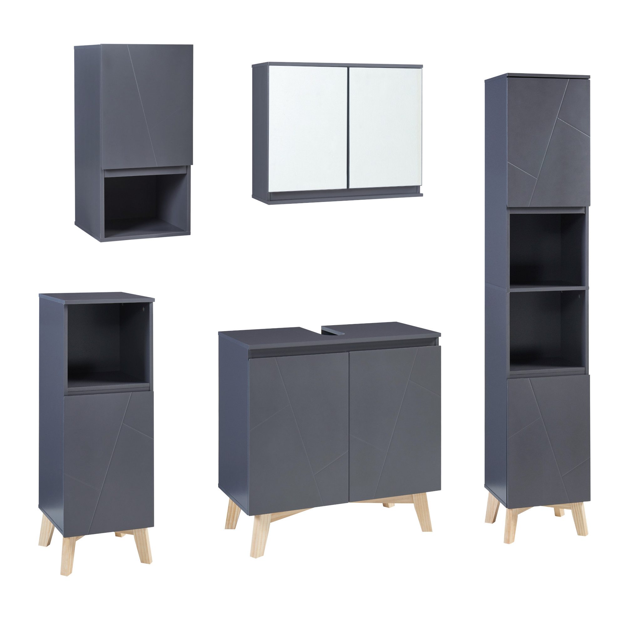 en.casa Badmöbel-Set, (Komplett-Set, 5-St), »Overath« 5 günstig online kaufen