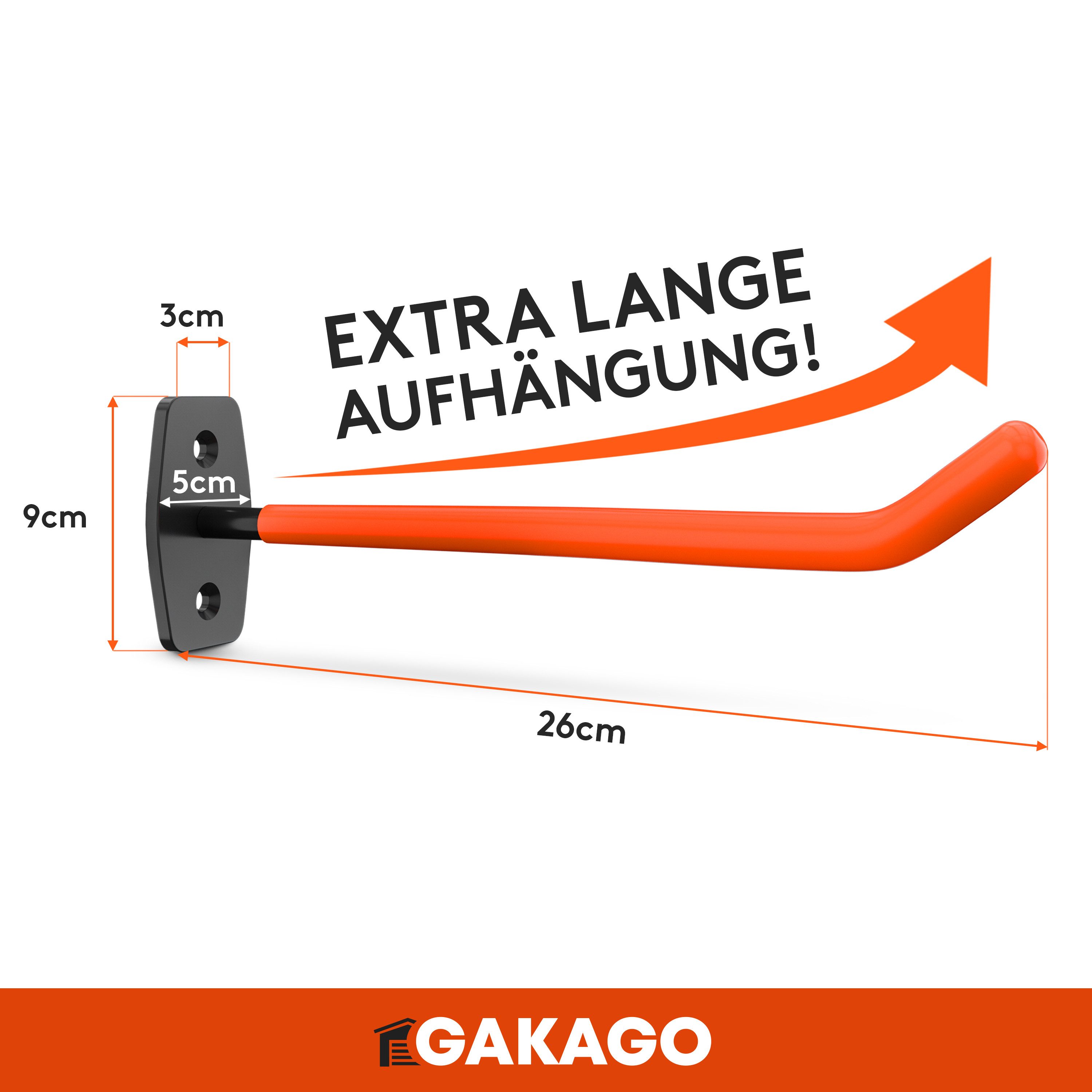 Gakago Reifen-Wandhalterung, (4-tlg., für Autoreifen & Felgen, - Extra lang inkl. Schrauben & Dübel mit Montageanleitung)