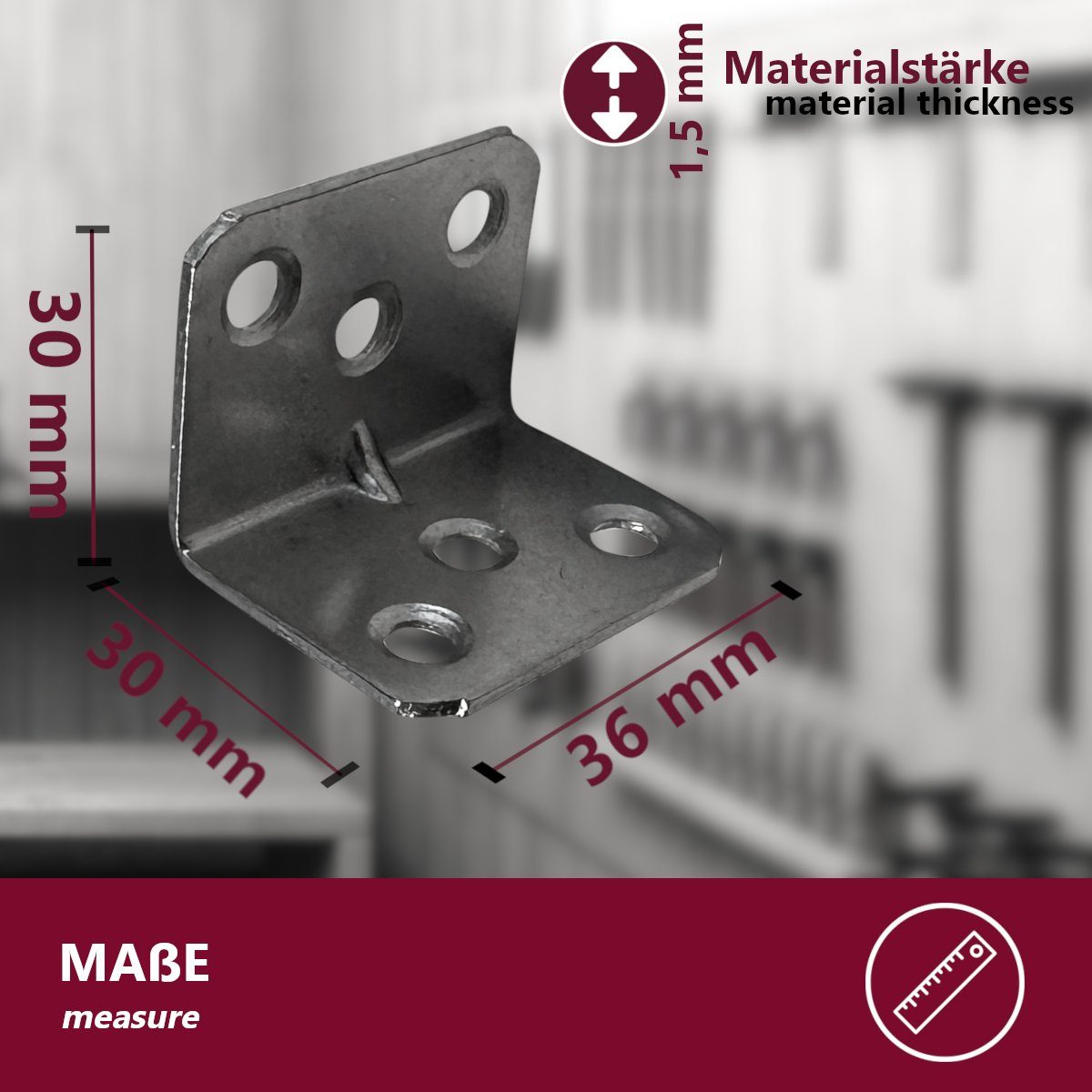 HOOZ Winkelverbinder 30er Set Winkelverbinder - verzinkter Stahl 3x3 cm, (Set, 30-St)