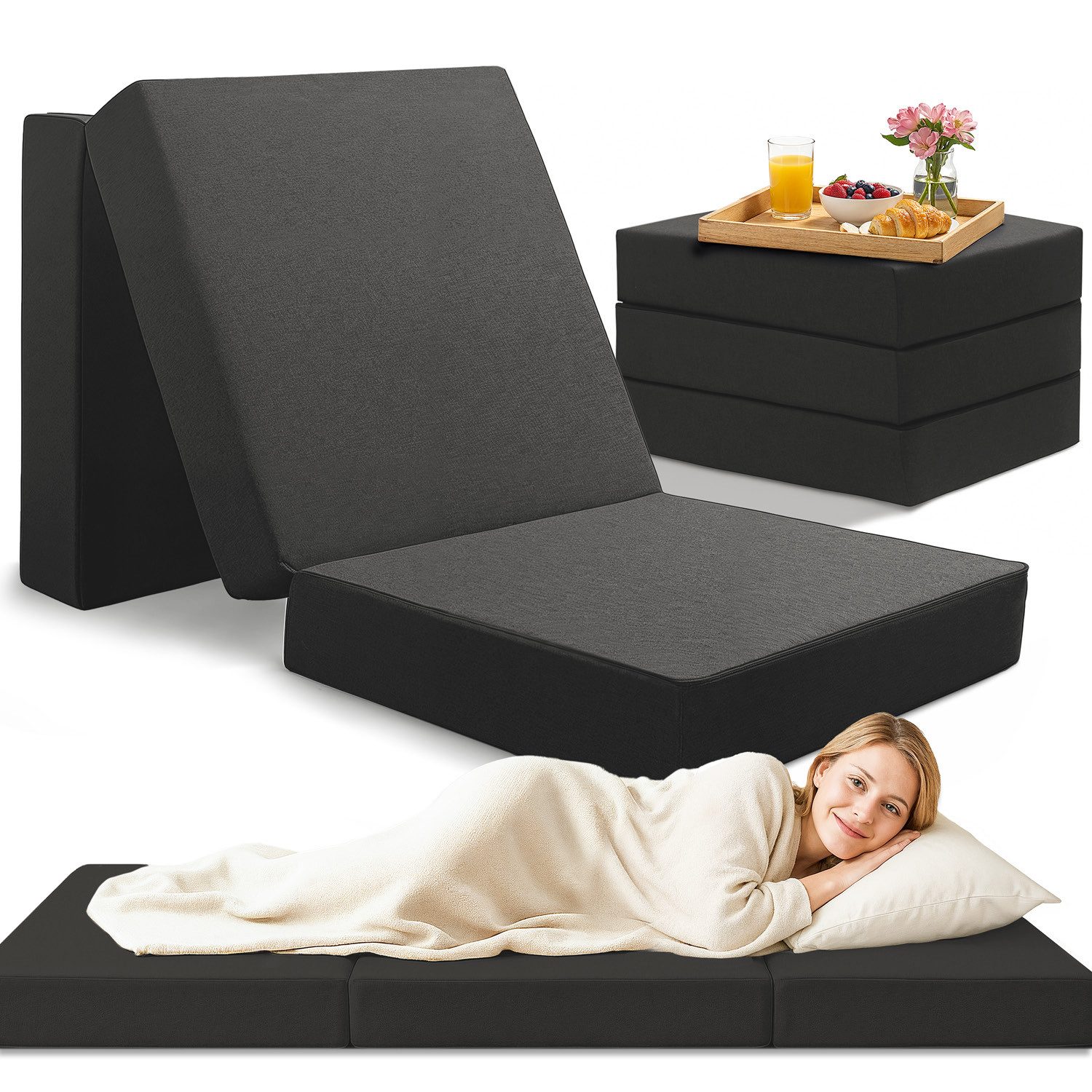 Klappmatratze Klappmatratze- 3teilige Gästematratze klappbar extra dick (14 günstig online kaufen