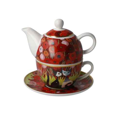 Goebel Teekanne Tea for one, 0.35 l, (Stück, 1 Teekanne mit 1 Tasse und Unterteller), Teekanne Teetasse mit Unterteller