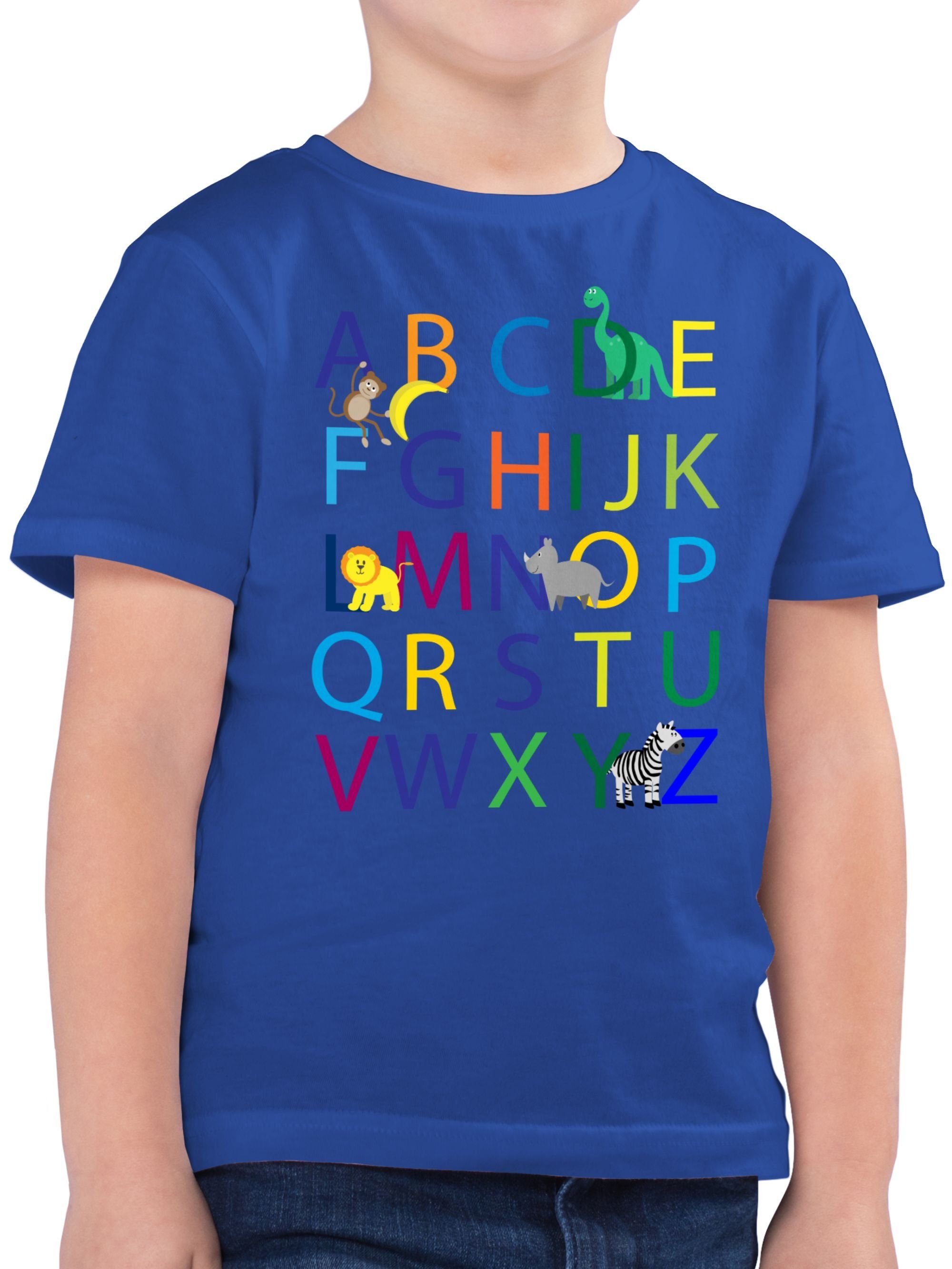 Shirtracer T-Shirt ABC Einschulung Einschulung Junge Schulanfang Geschenke 3 Royalblau