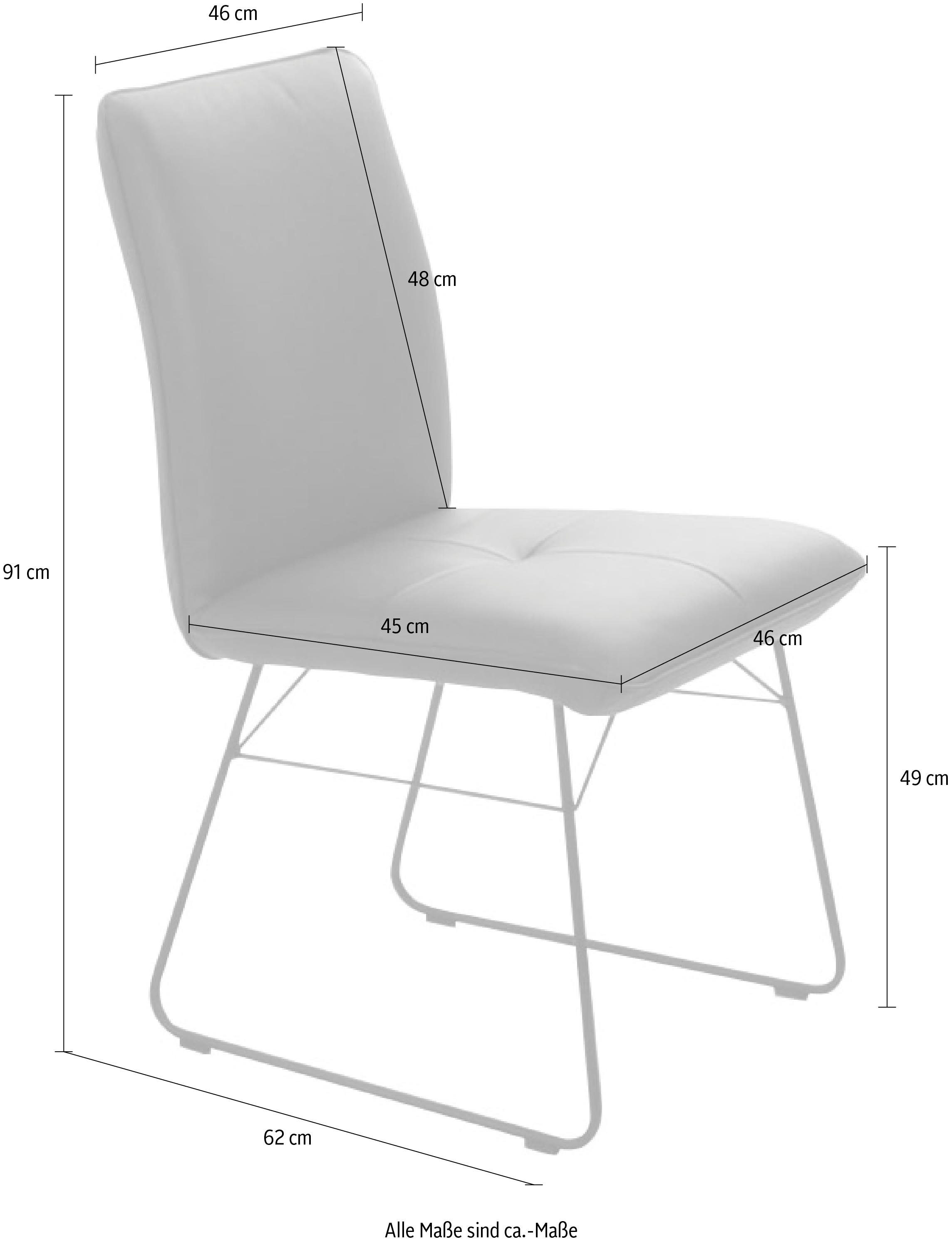 Drahtgestell Sitz altrose schwarz, Griff in am Steppung im & St), Rücken, K+W Metall Kufenstuhl Komfort (1 Wohnen