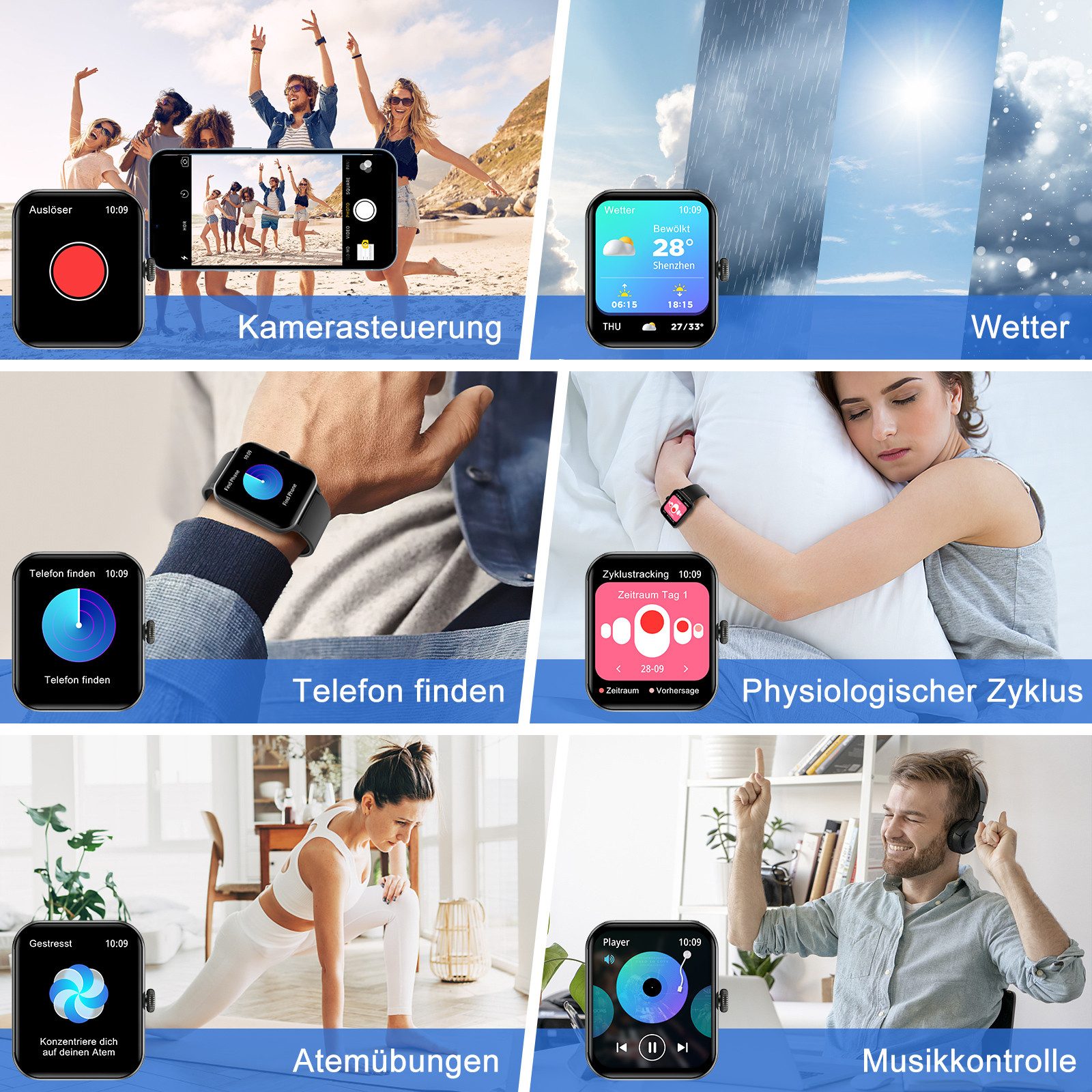 blackview R50 Fitness Tracker Uhr für Damen Herren mit Telefonfunktion Smartwatch (1.39 Zoll), mehrsprache, Pulsuhr und Fitness Tracker, Wasserdicht, für Android IOS