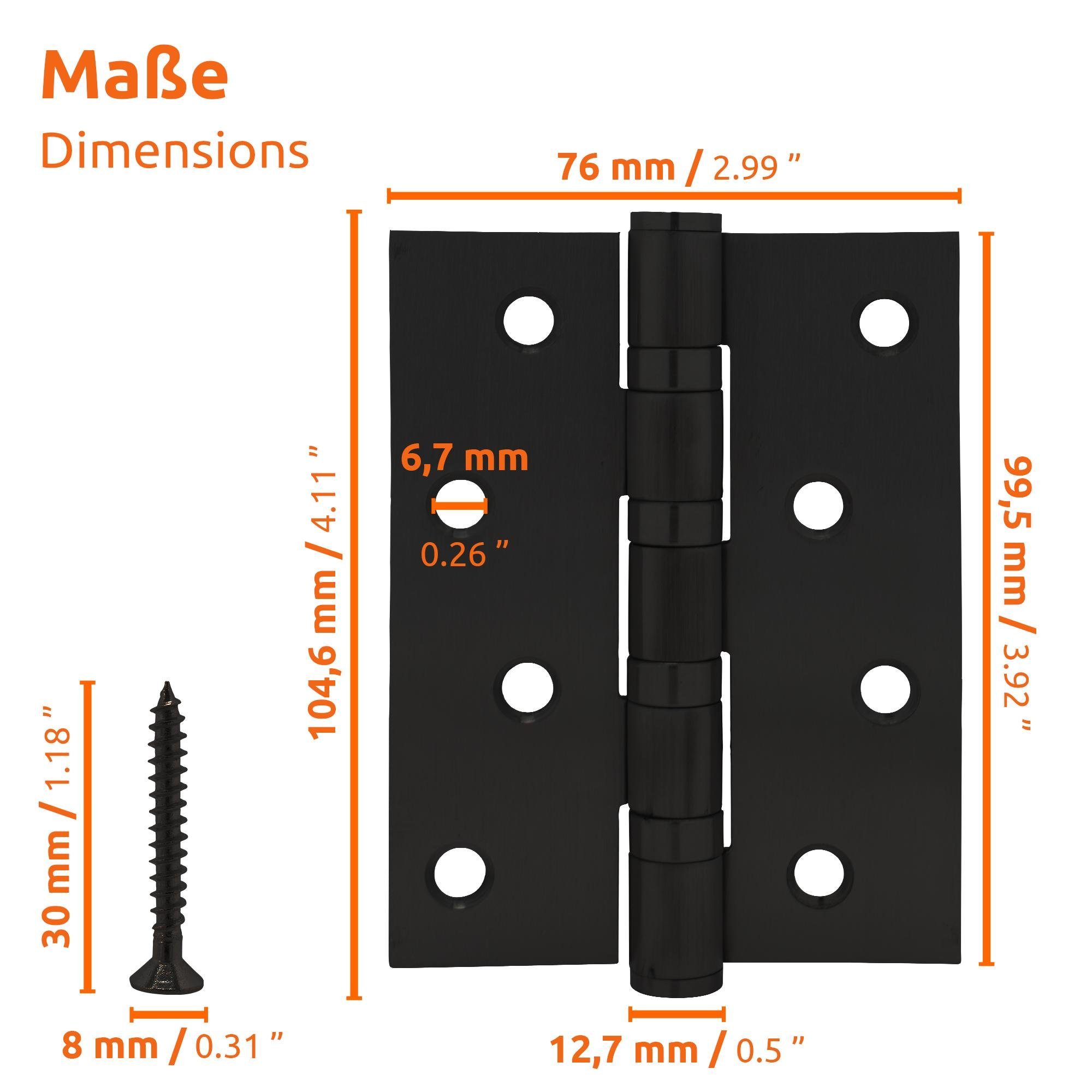 ECENCE Montageband 2x Schwarz Scharnier-e Tür-schanier Edelstahl 304 – Bild 4 von 5