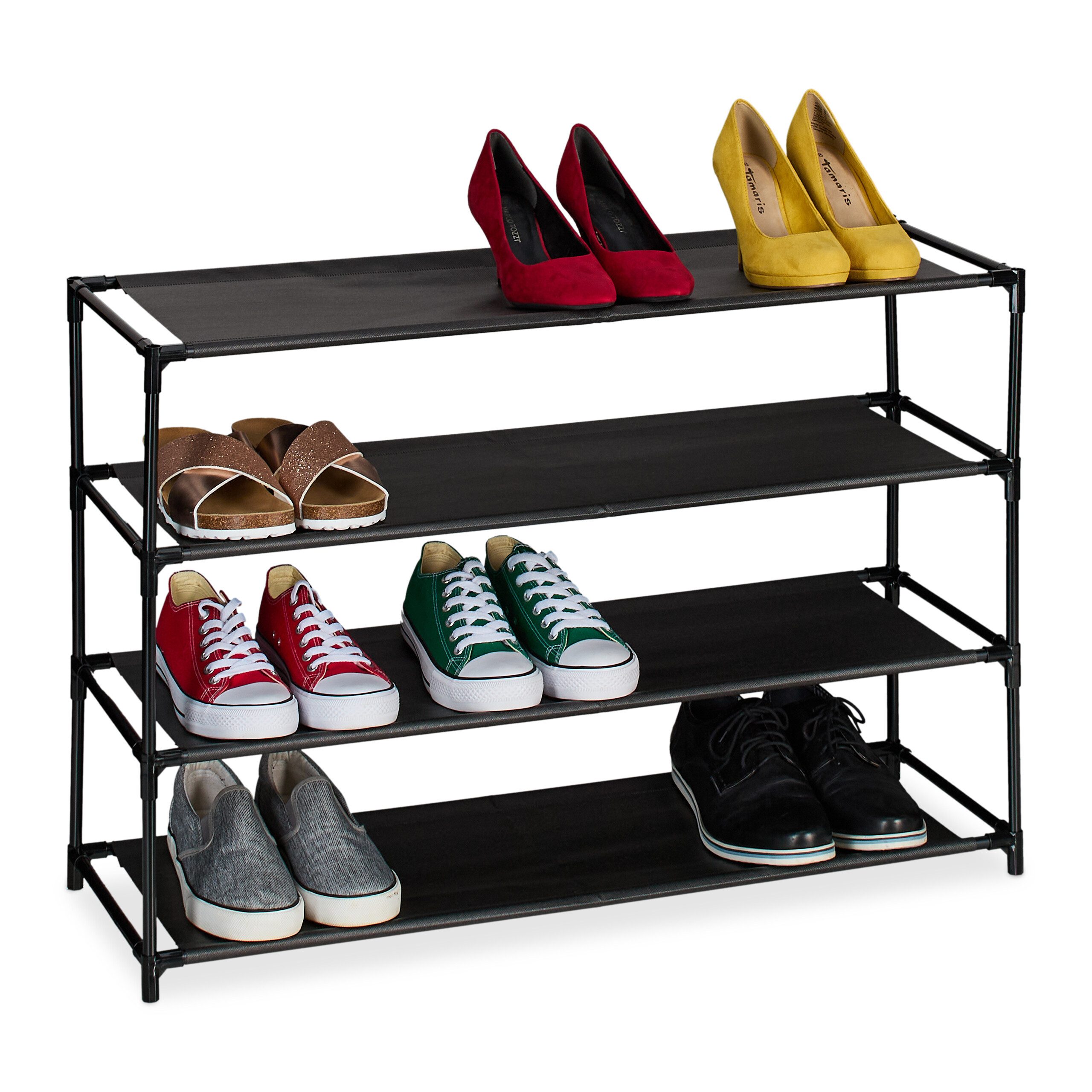 relaxdays Schuhregal mit Stoffebene, 4 Ebenen günstig online kaufen