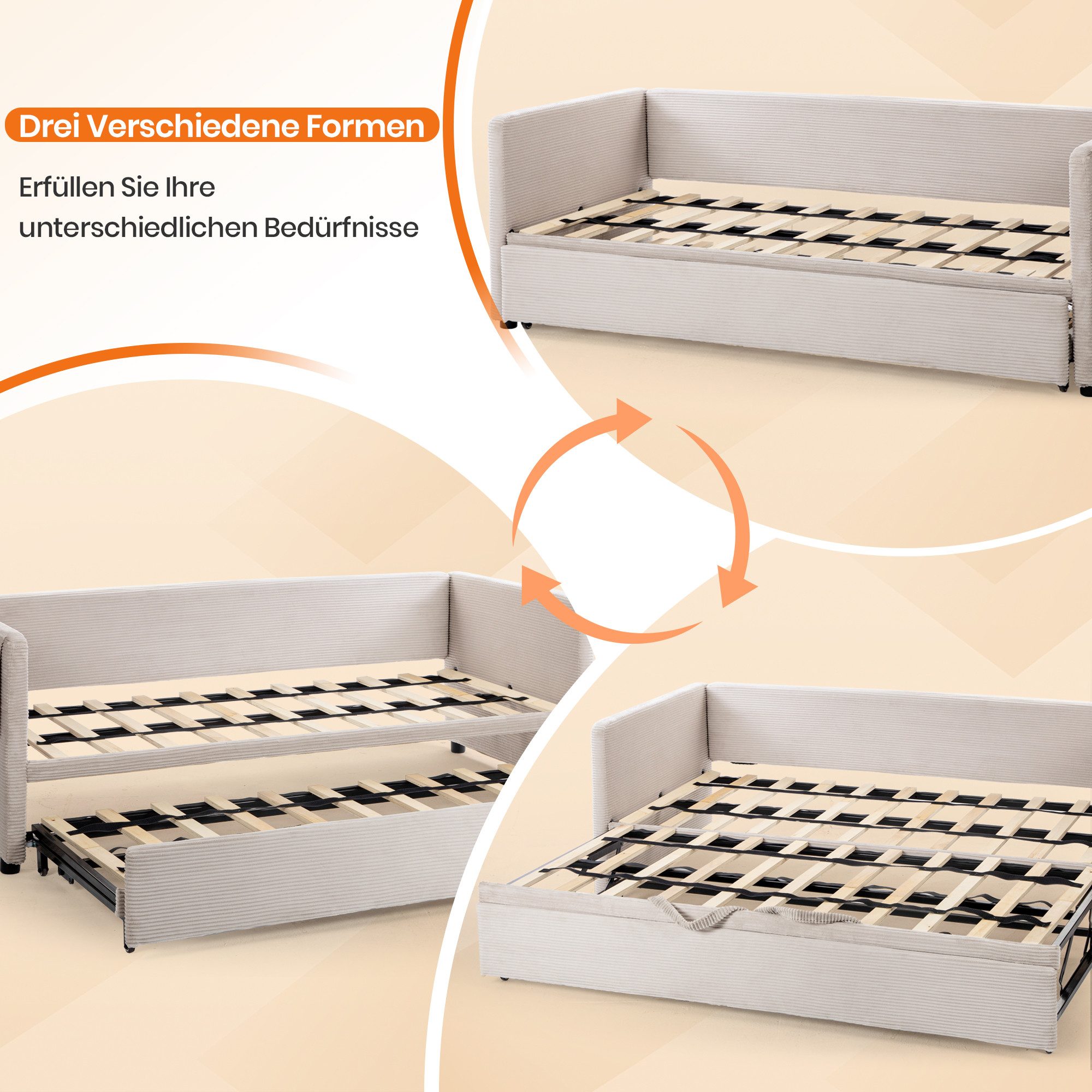 HOMYEDAMIC Schlafsofa Schlafsofa Doppelbett Schlafsofa 2-Sitzer Sofa Couch, günstig online kaufen