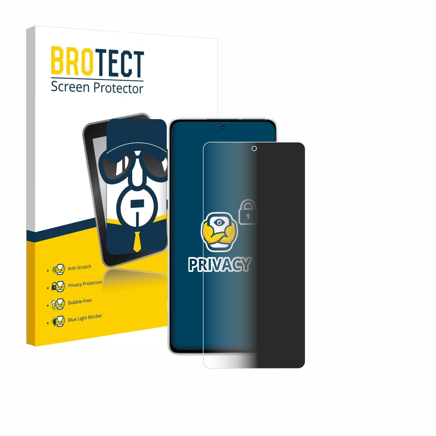 BROTECT Displayschutzfolie Sichtschutzfolie für Xiaomi Redmi Note 14 5G, Anti-Spy Privacy Sichtschutz Blickschutzfolie Blaulicht-Schutz