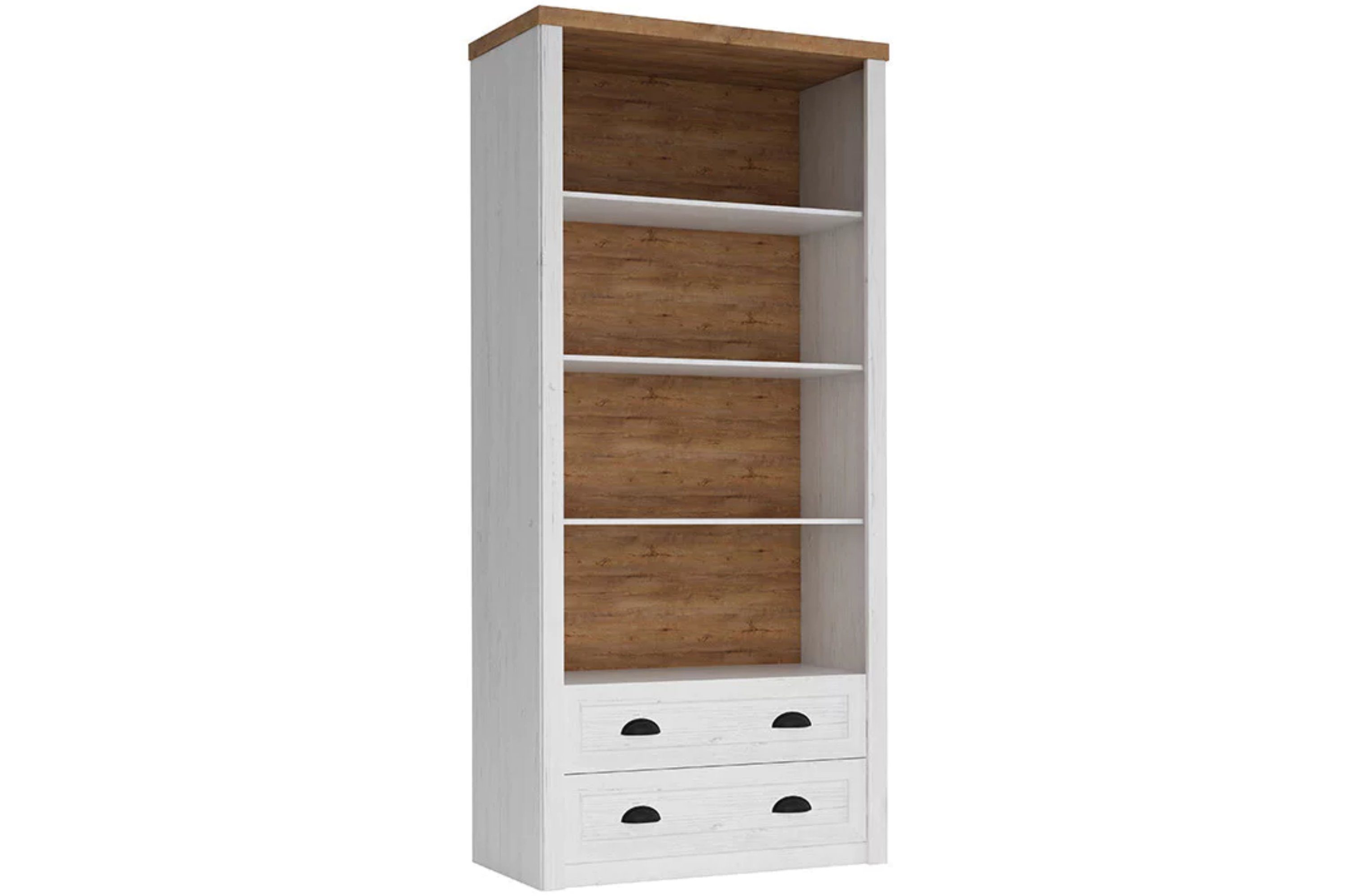 KONSIMO® Bücherregal LEMAS Aktenregal, Standregal, hergestellt in der EU, mit Schubladen, mit dunklen Eichenelementen, Provenzalische Stil