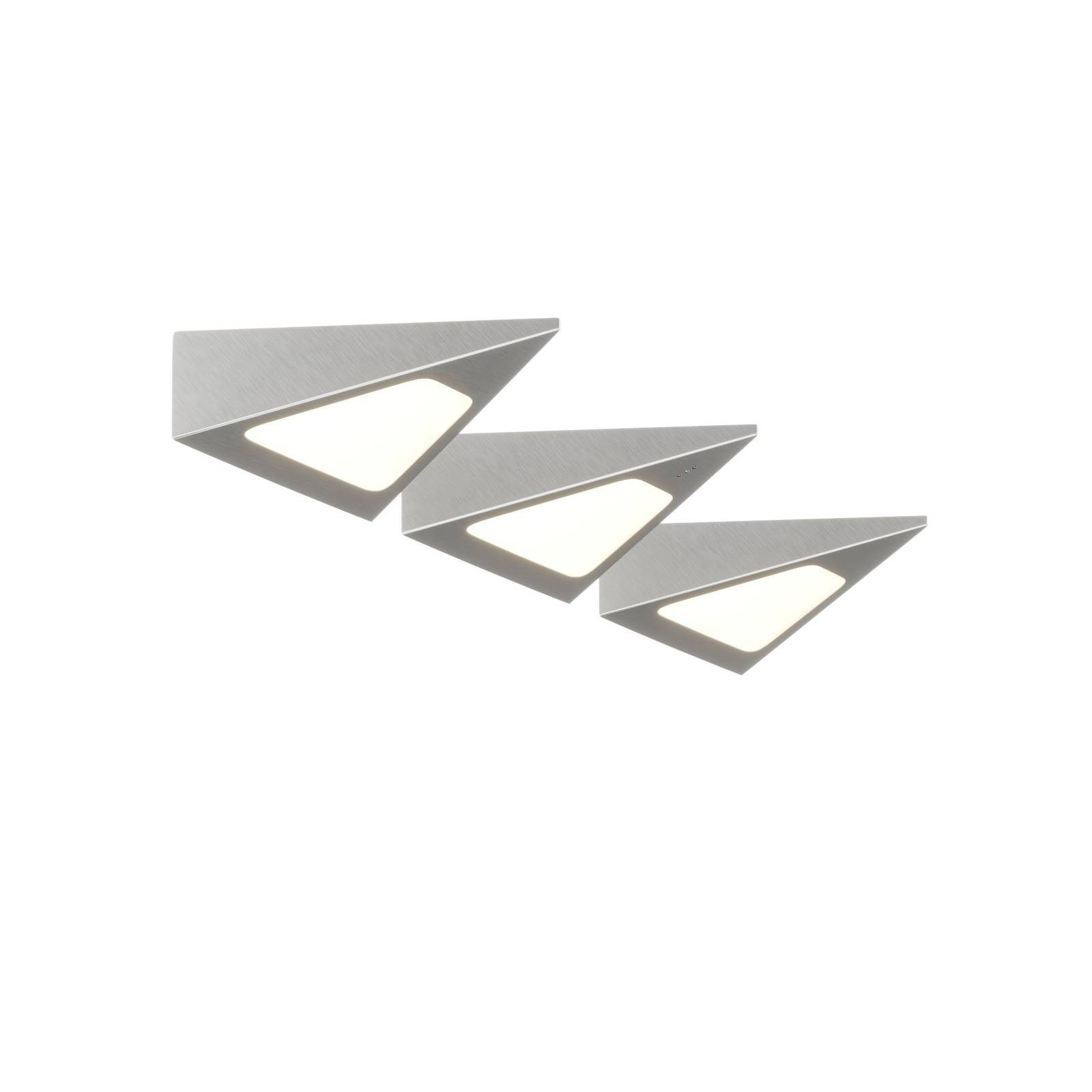Prios Schrankleuchte Odia, dimmbar, LED-Leuchtmittel fest verbaut, warmweiß, Modern, Edelstahl, Kunststoff, Edelstahl, 3 flammig, inkl.