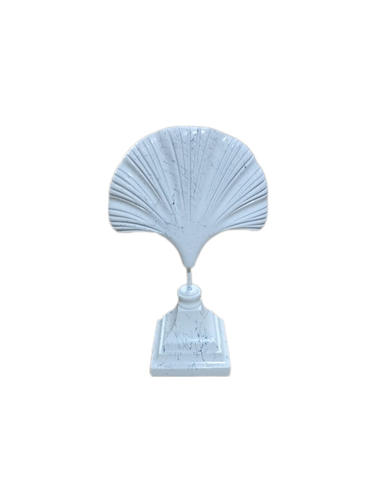 Dekofigur Skulptur Marmoroptik, moebel17 Set Blatt Weiß 2er Dekofigur Oval Polyresin aus