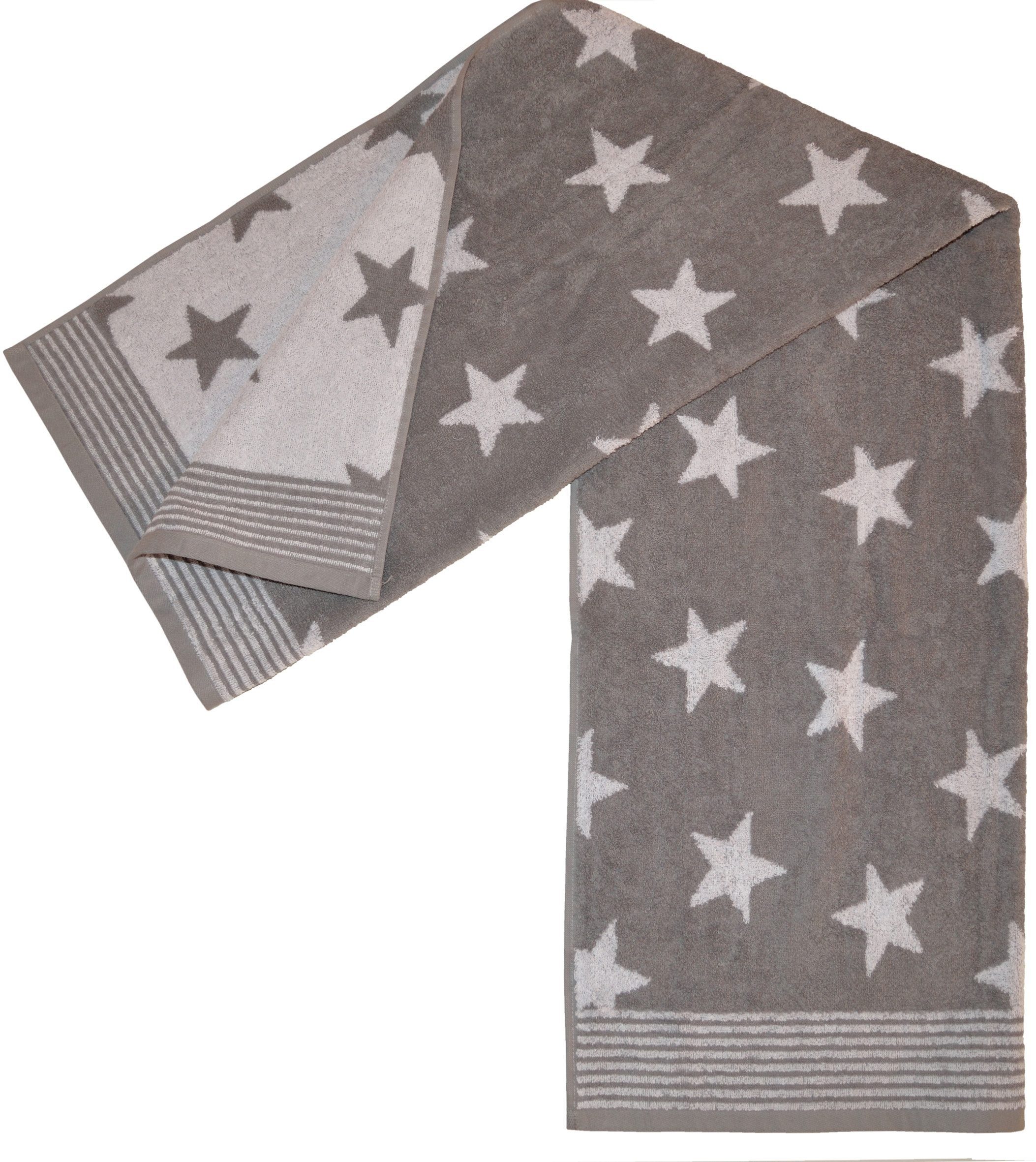 Sternen & Stars, Dyckhoff mit Streifen grau (1-St), Badetuch Walkfrottee