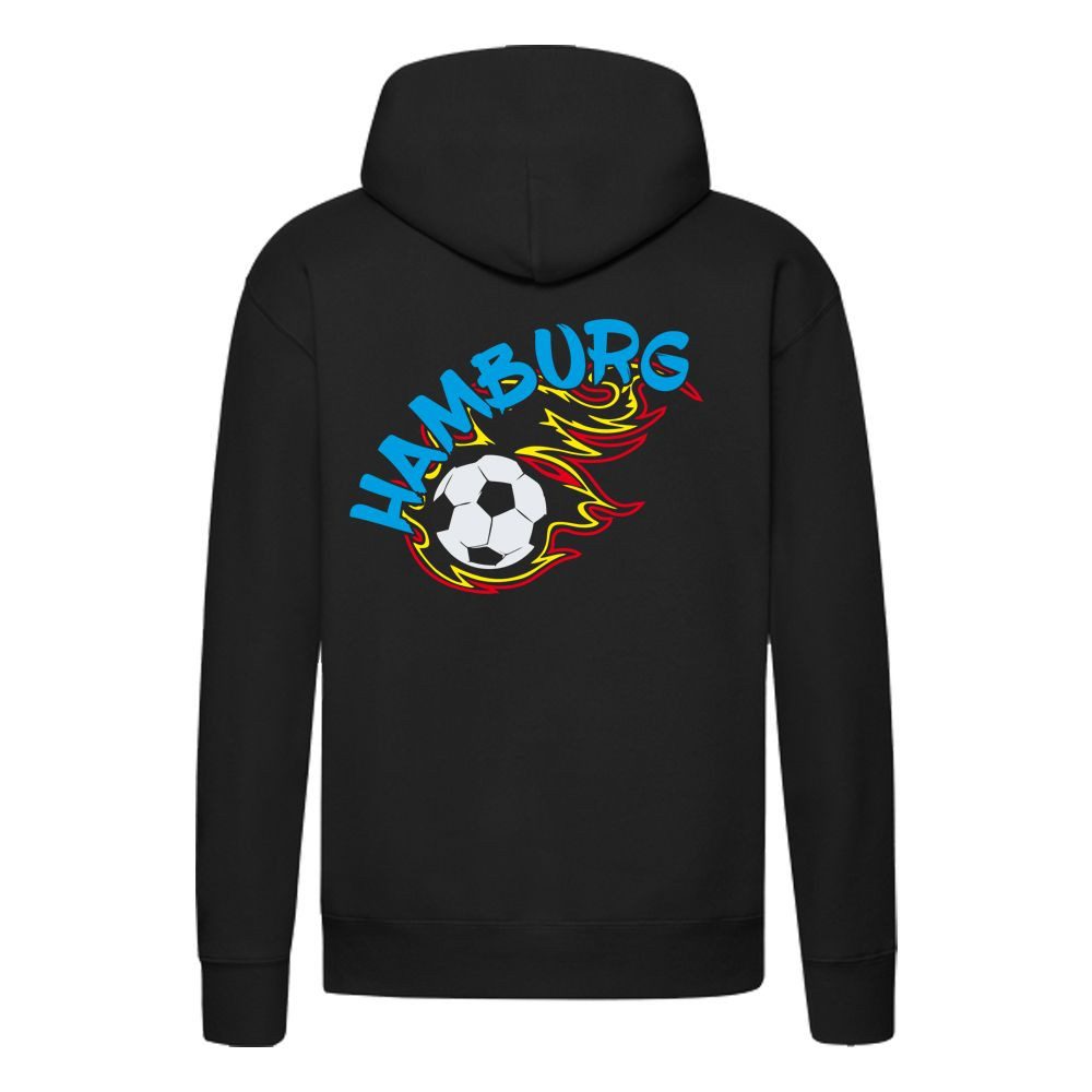 G-graphics Hoodie Hamburg in flames – Feuer-Fussball – mit Front- & Backprint Unisex Pullover mit einem Motiv für den echten Fan