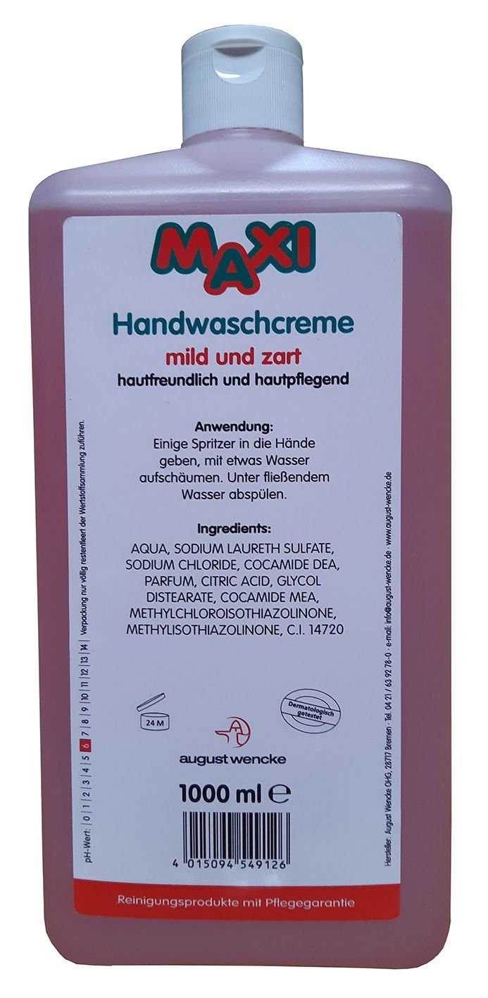 Maxi Klemmen MAXI Handwaschcreme - 1000 ml (Euroflasche)