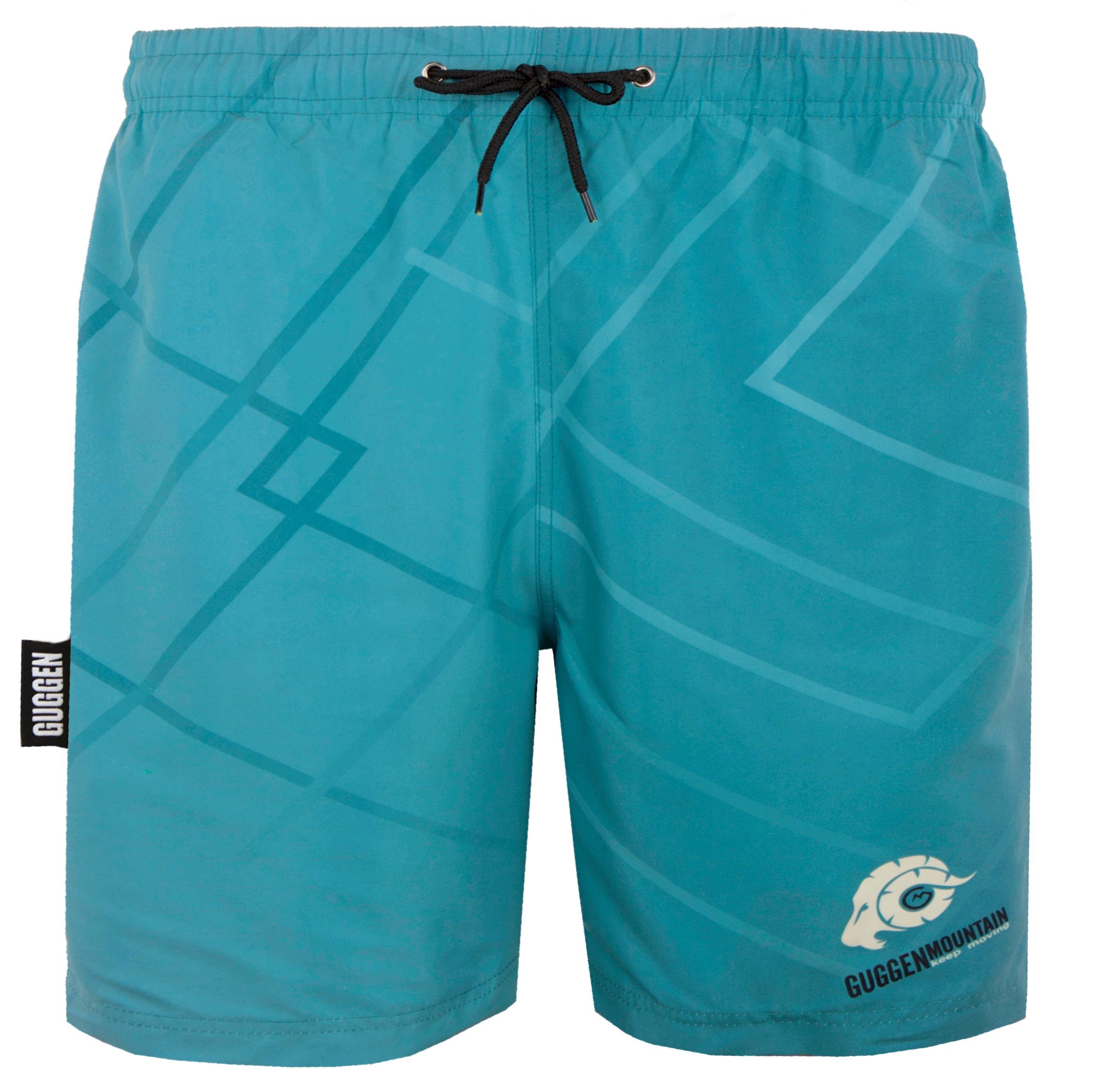 GUGGEN Mountain Badehose Badehose Herren Kordelzug Schnelltrocknende blaues Schnelltrocknende kariertes Muster Badeshorts mit Badeshorts Kordelzug