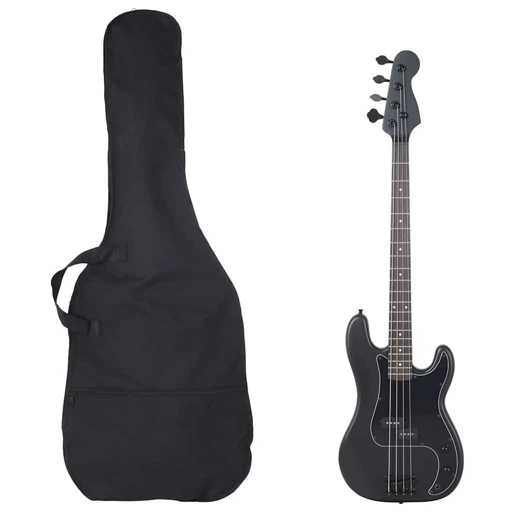 furnicato E-Bass E-Bassgitarre 4/4 119x33 cm Mattschwarz aus massivholz